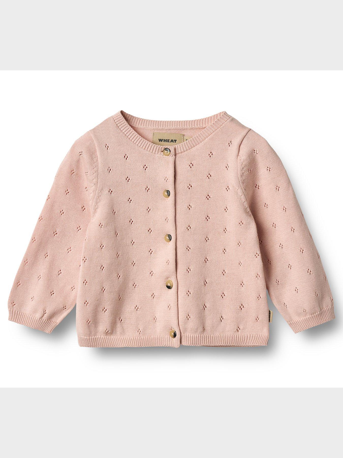 Image 1 of 3 of Wheat Baby Girls Maia Knitted Cardigan - Light Pink