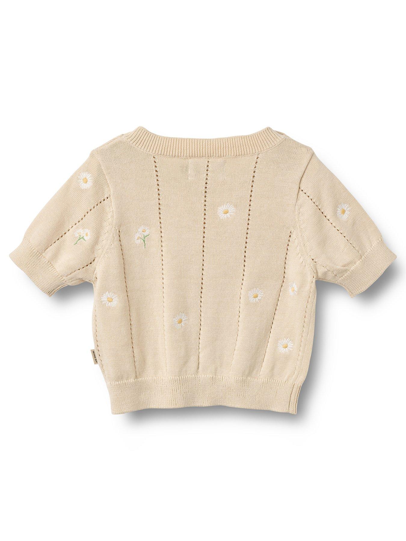Image 3 of 4 of Wheat Baby Girls Malvina Short Sleeve Knitted Top - Beige