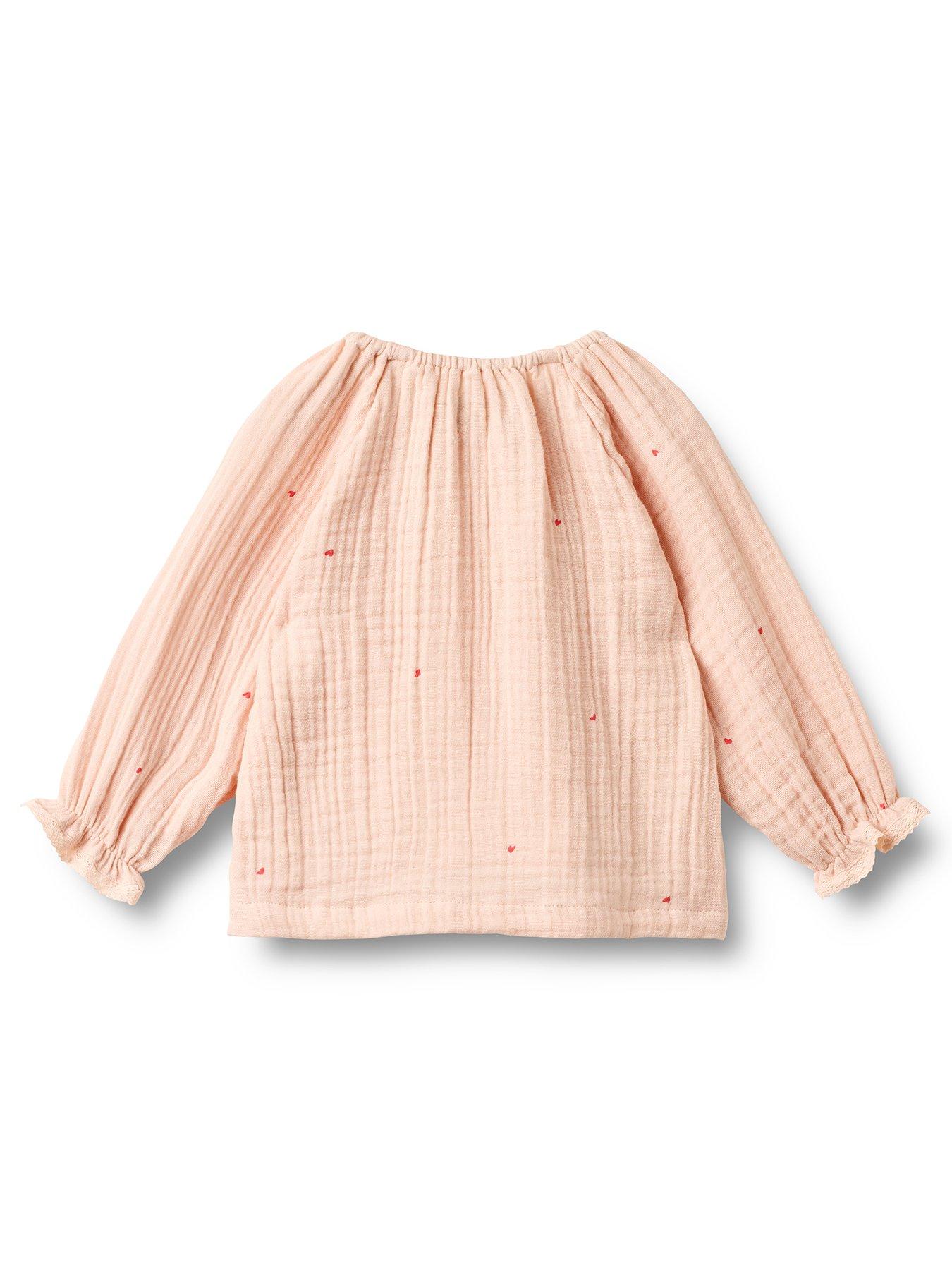 Image 2 of 3 of Wheat Baby Girls Long Sleeve Cheesecloth Co-ord Blouse - Pink