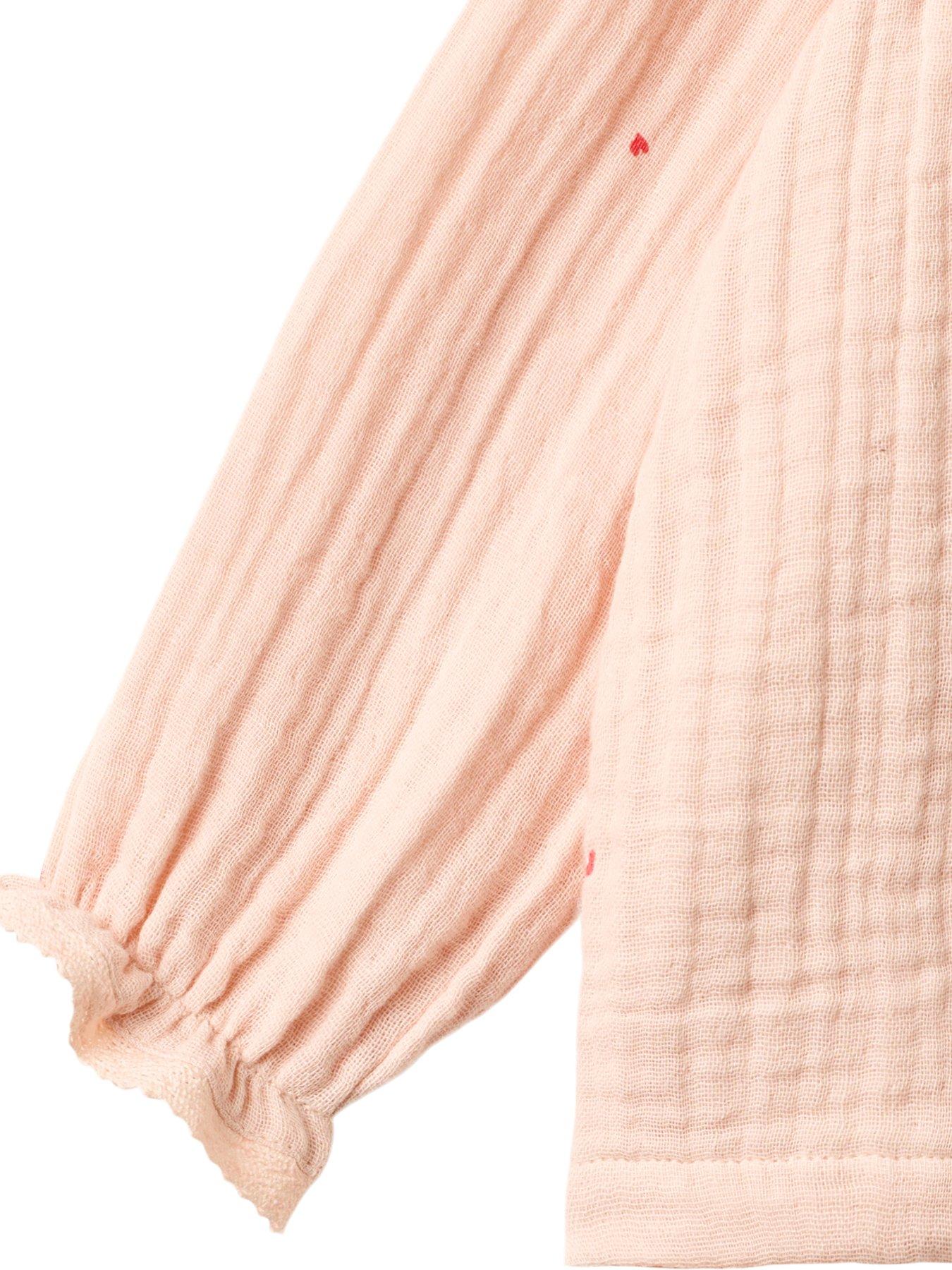 Image 3 of 3 of Wheat Baby Girls Long Sleeve Cheesecloth Co-ord Blouse - Pink