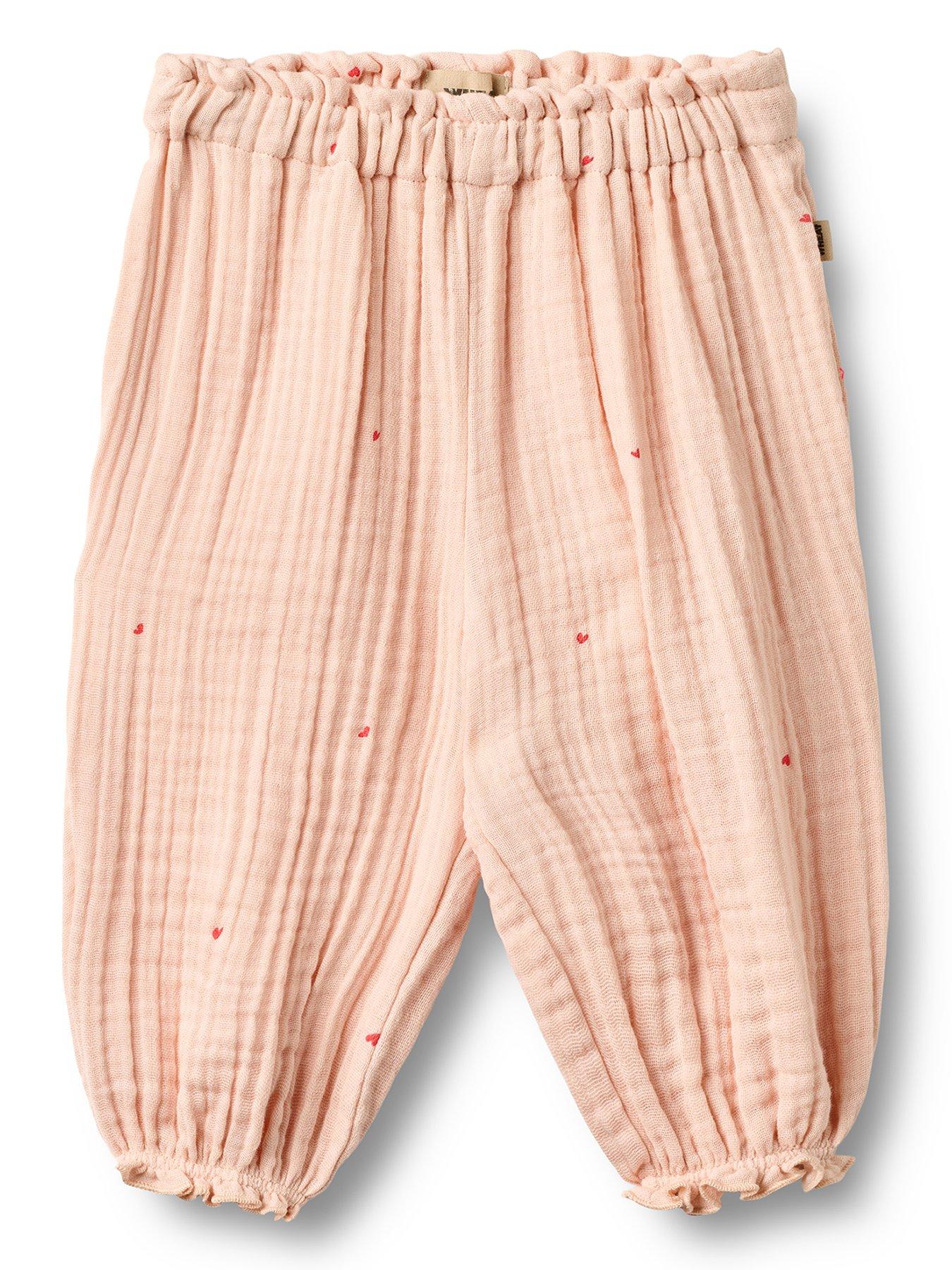 Image 1 of 3 of Wheat Baby Girls Cheesecloth Co-ord Trousers - Pink