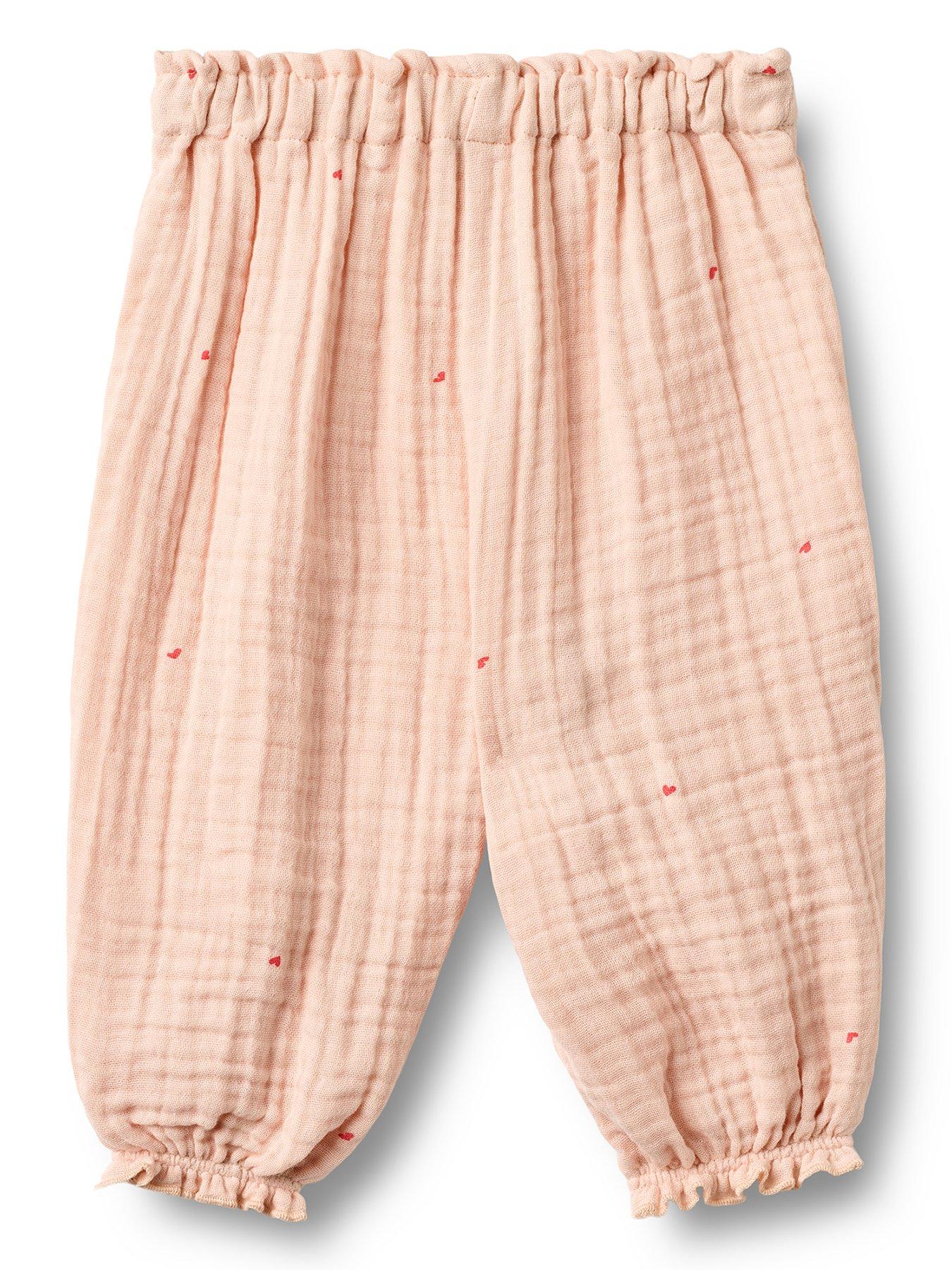 Image 2 of 3 of Wheat Baby Girls Cheesecloth Co-ord Trousers - Pink