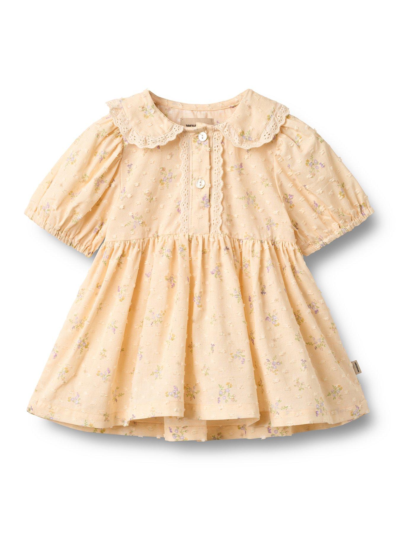 Image 2 of 4 of Wheat Baby Girls Adele Short Sleeve Floral Dress - Yellow