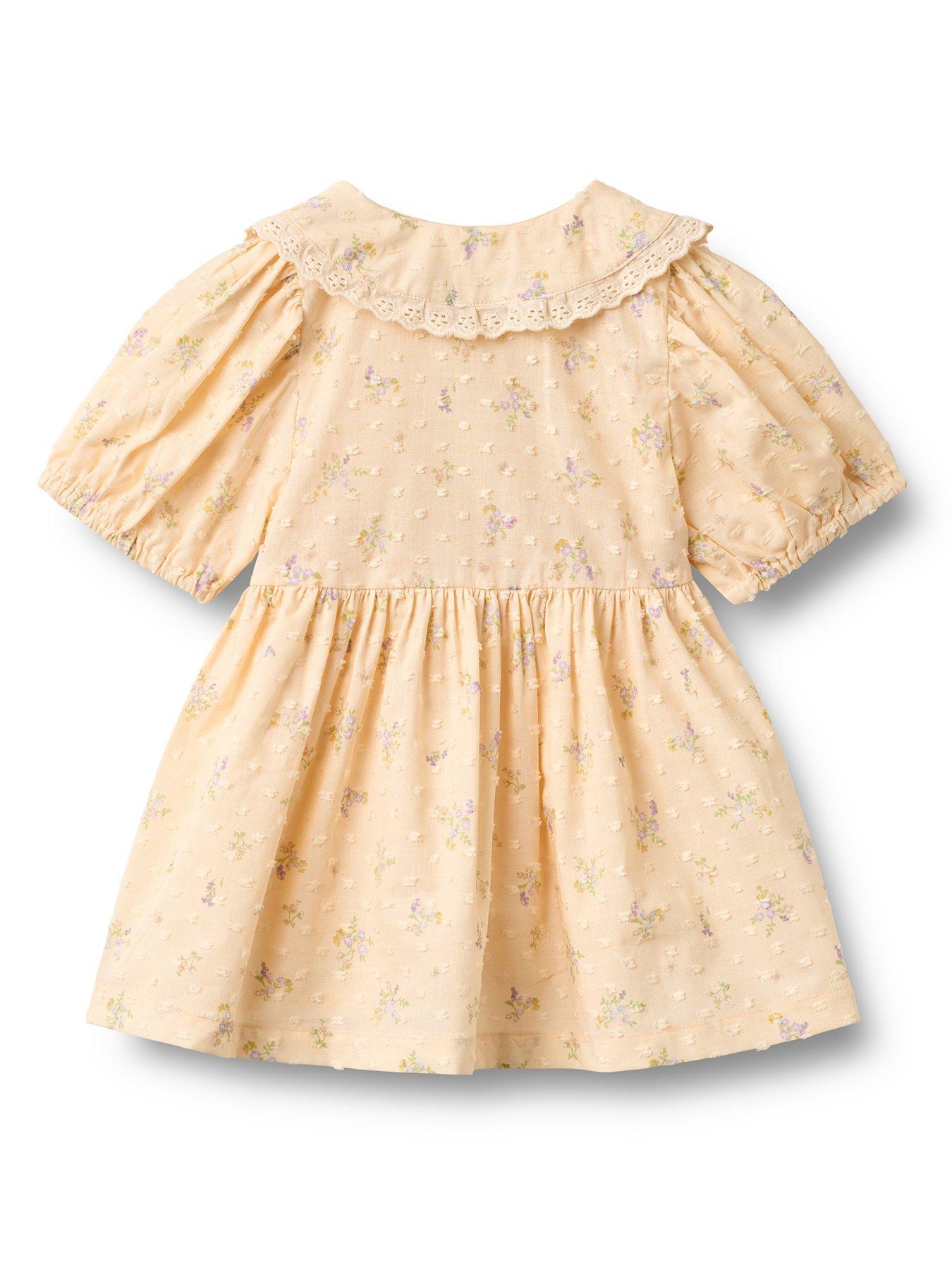 Image 3 of 4 of Wheat Baby Girls Adele Short Sleeve Floral Dress - Yellow