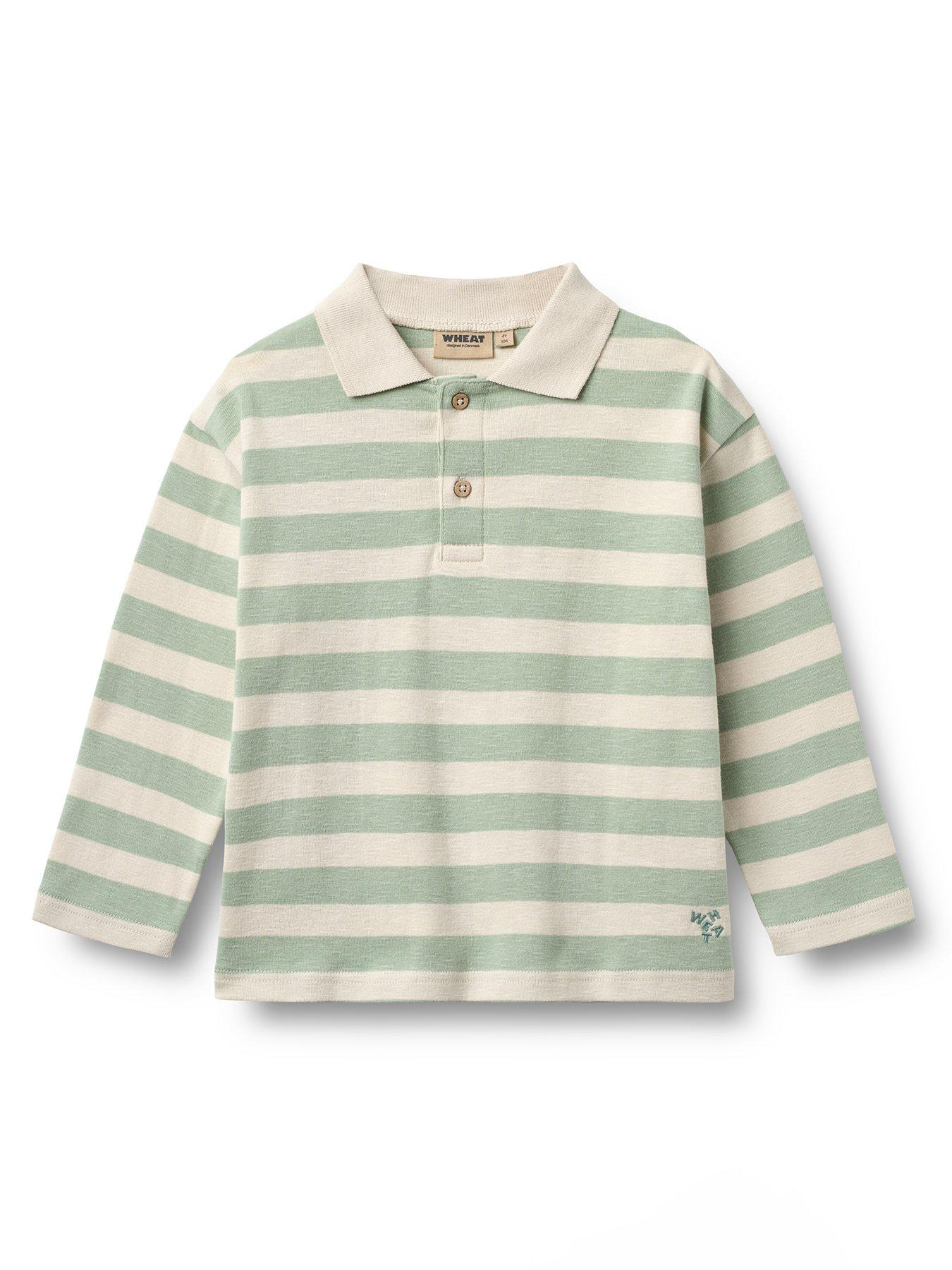 Image 2 of 5 of Wheat Boys Fred Stripe Long Sleeve Polo - Green