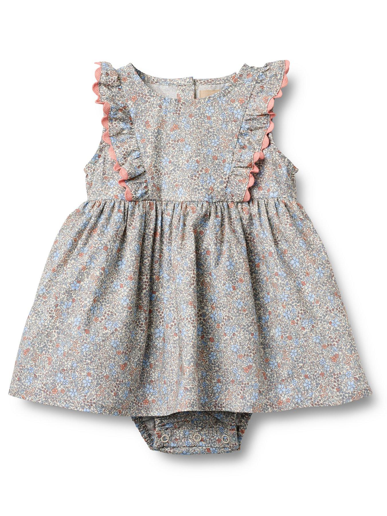 Image 1 of 3 of Wheat Baby Girls Sofia Floral Body Dress - Blue