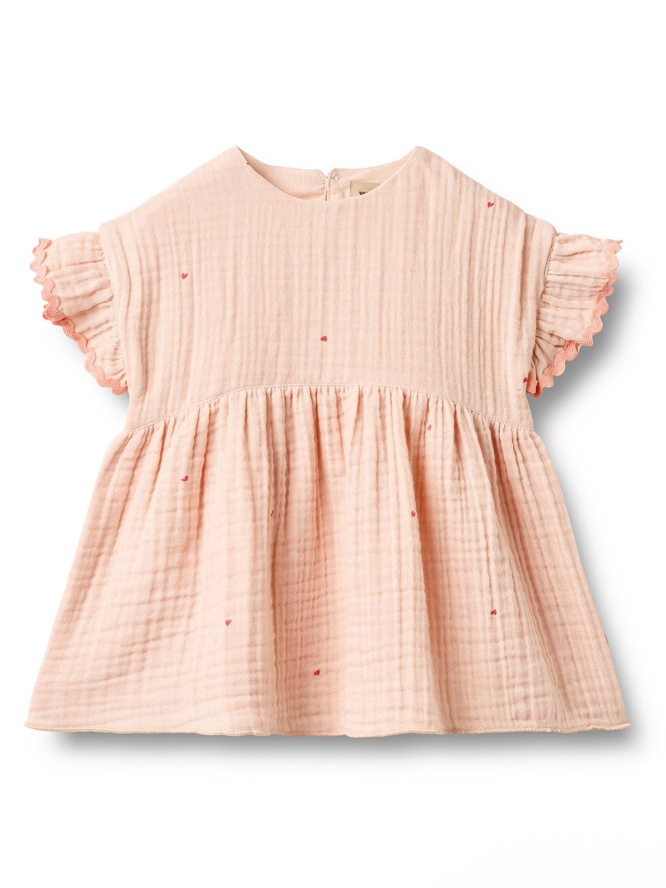Wheat Baby Girls Sibling Cheescloth Dress - Pink