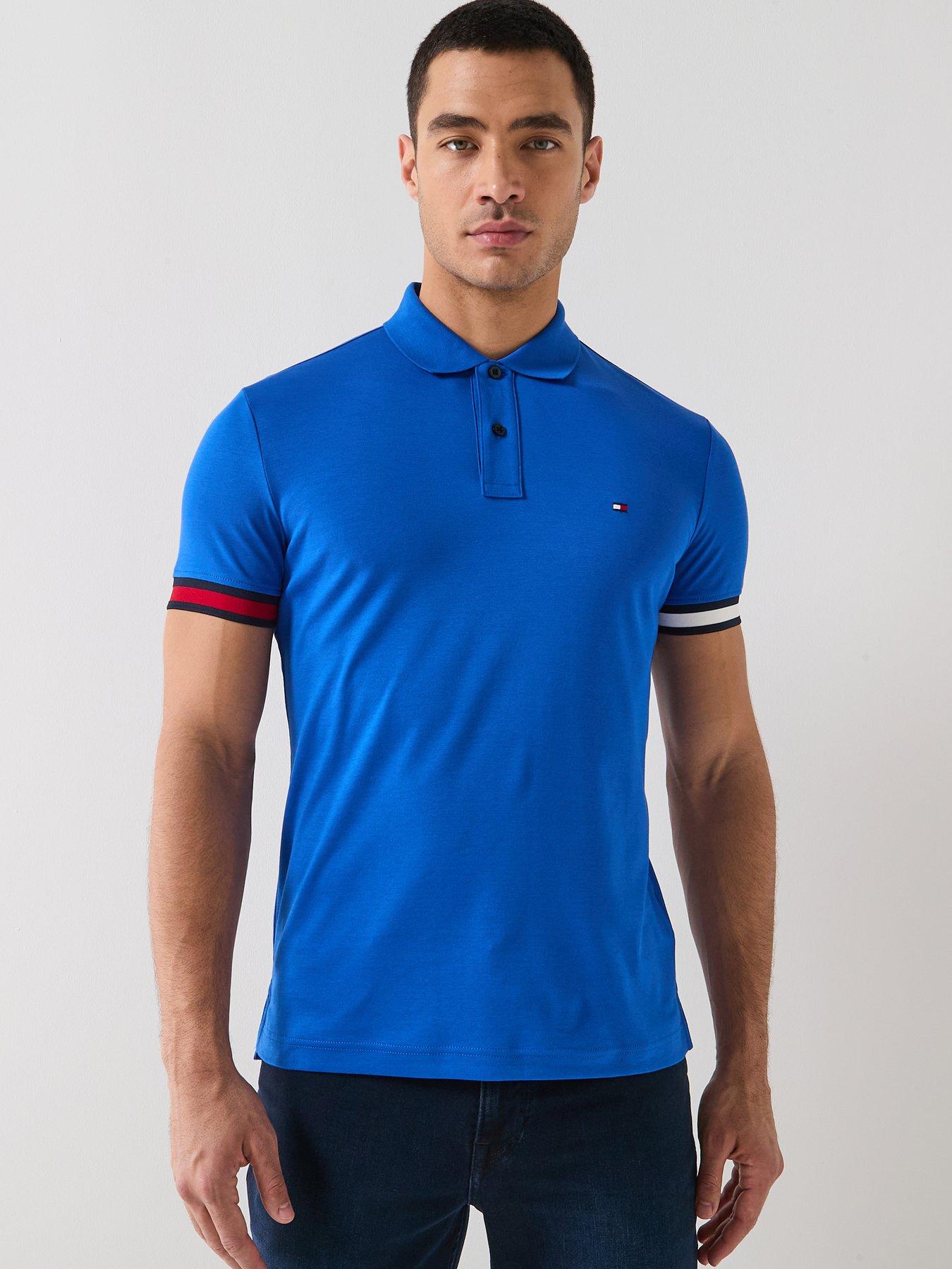 Tommy Hilfiger Liquid Cotton Flag Cuff Slim Fit Polo Shirt - Blue