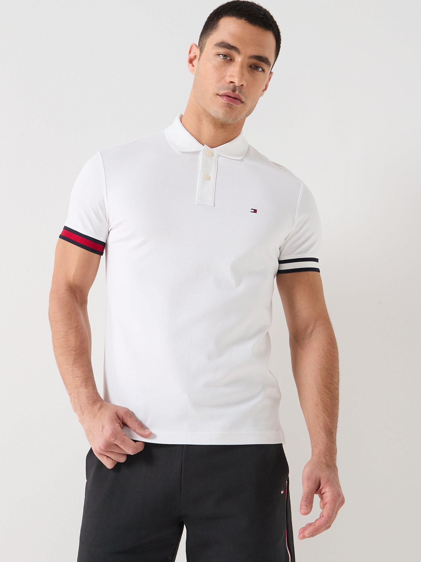 Tommy Hilfiger: Liquid Cotton Flag Cuff Slim Fit Polo Shirt - White