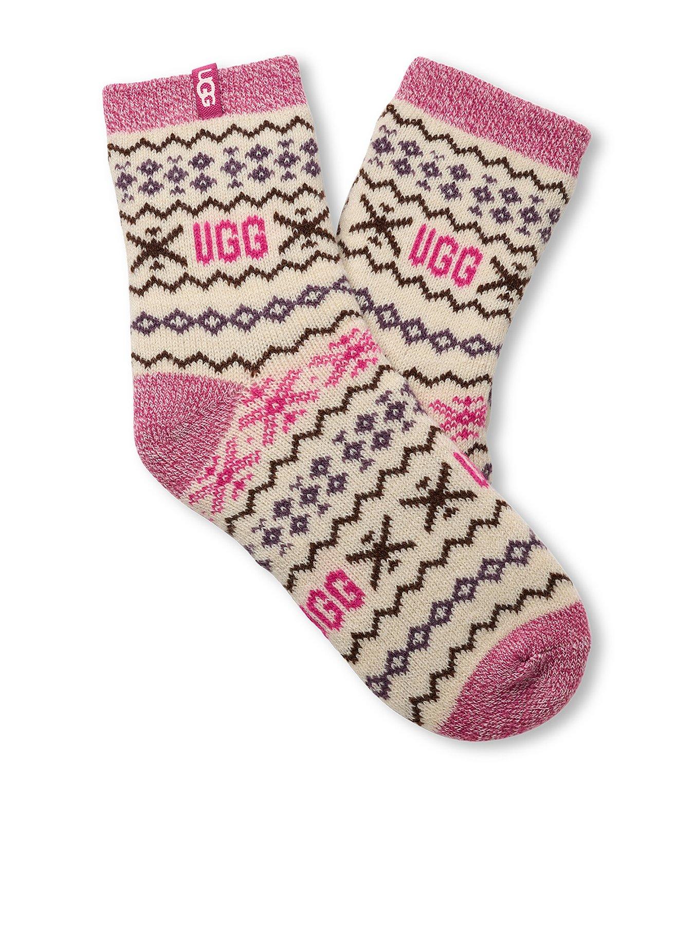 UGG Cressida Cosy Quarter Socks - Cream/Pink