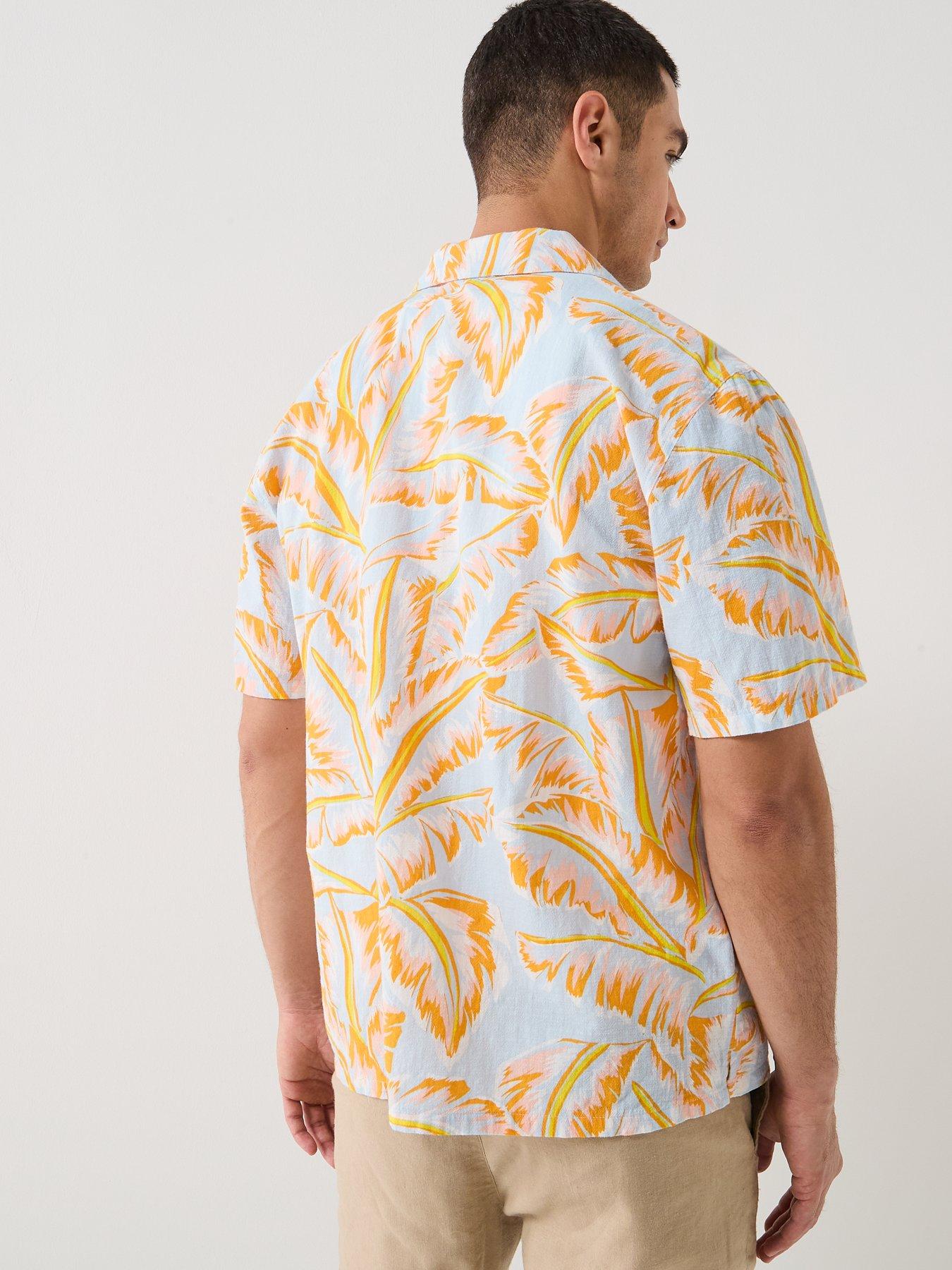 Image 2 of 6 of Tommy Hilfiger Essential Floral All Over Print Woven Bowling Shirt - Orange