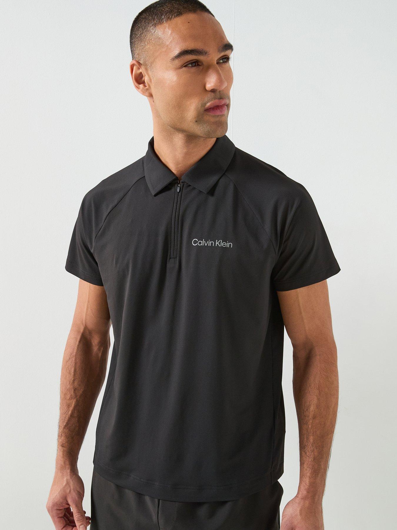 Calvin Klein Sport Go Out Commuter Pique Zip Polo Shirt - Black