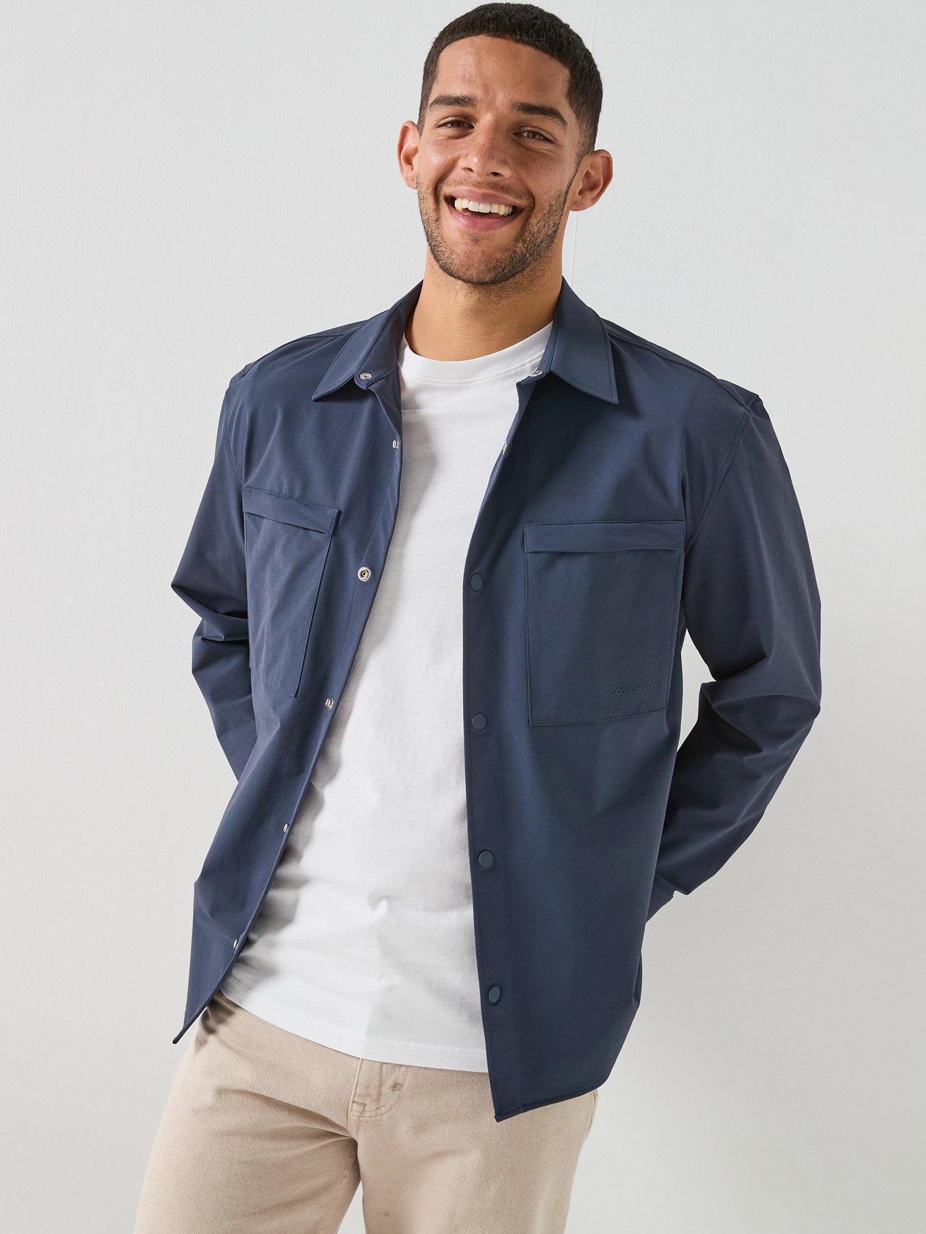 Calvin Klein Tech Dobby Relaxed Fit Overshirt - Blue