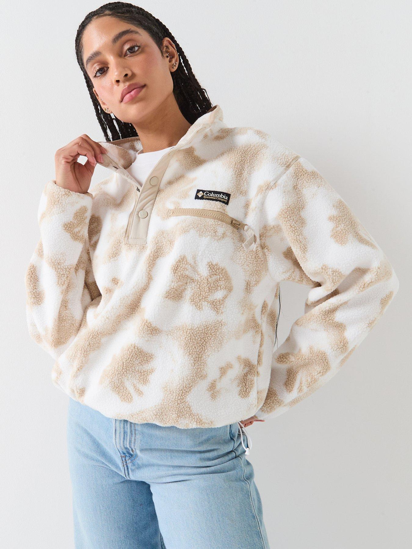 Columbia Womens Helvetia II Printed Cropped Half Snap Fleece - Beige