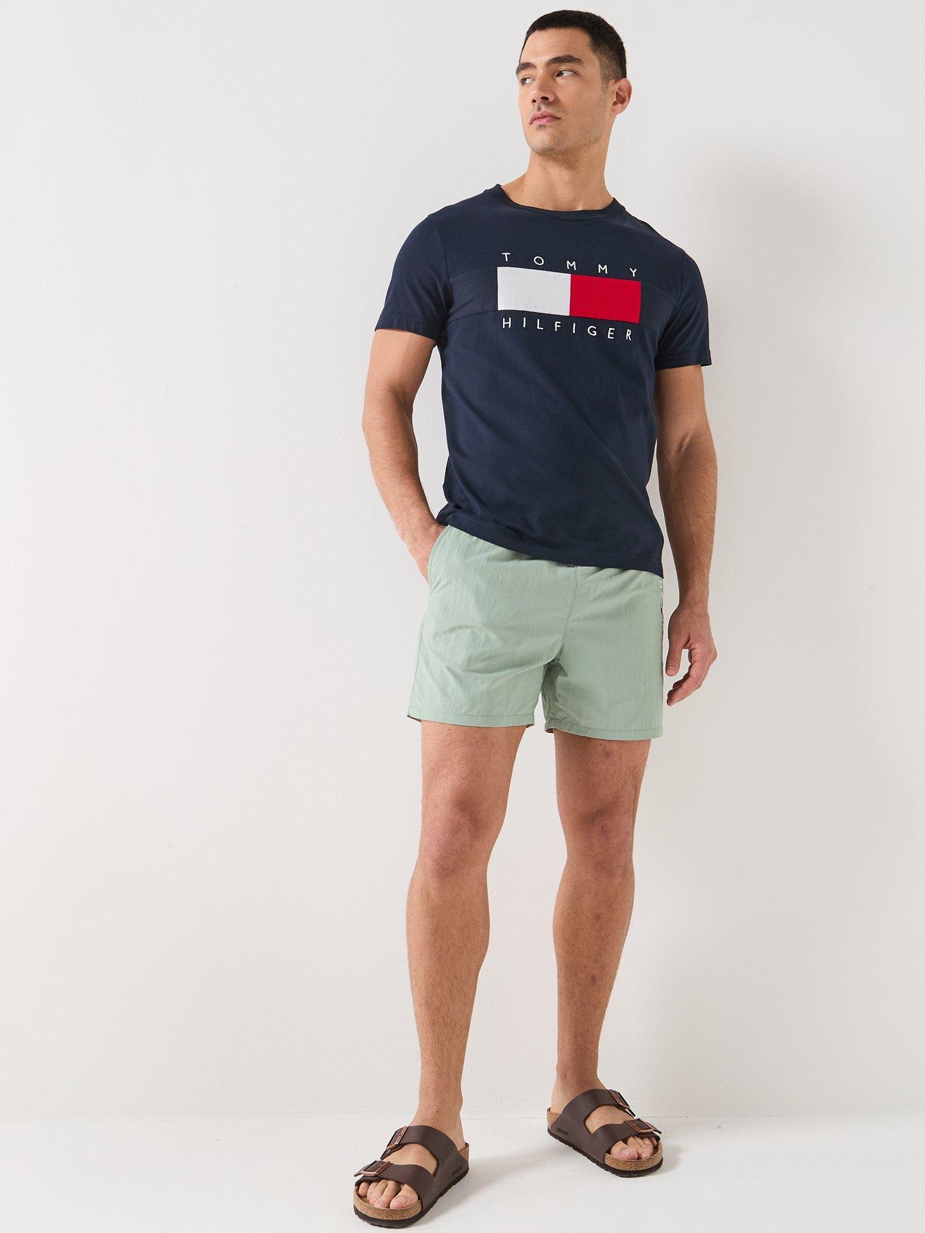 Image 3 of 6 of Tommy Hilfiger Side Linear Logo Swimshorts - Light Green