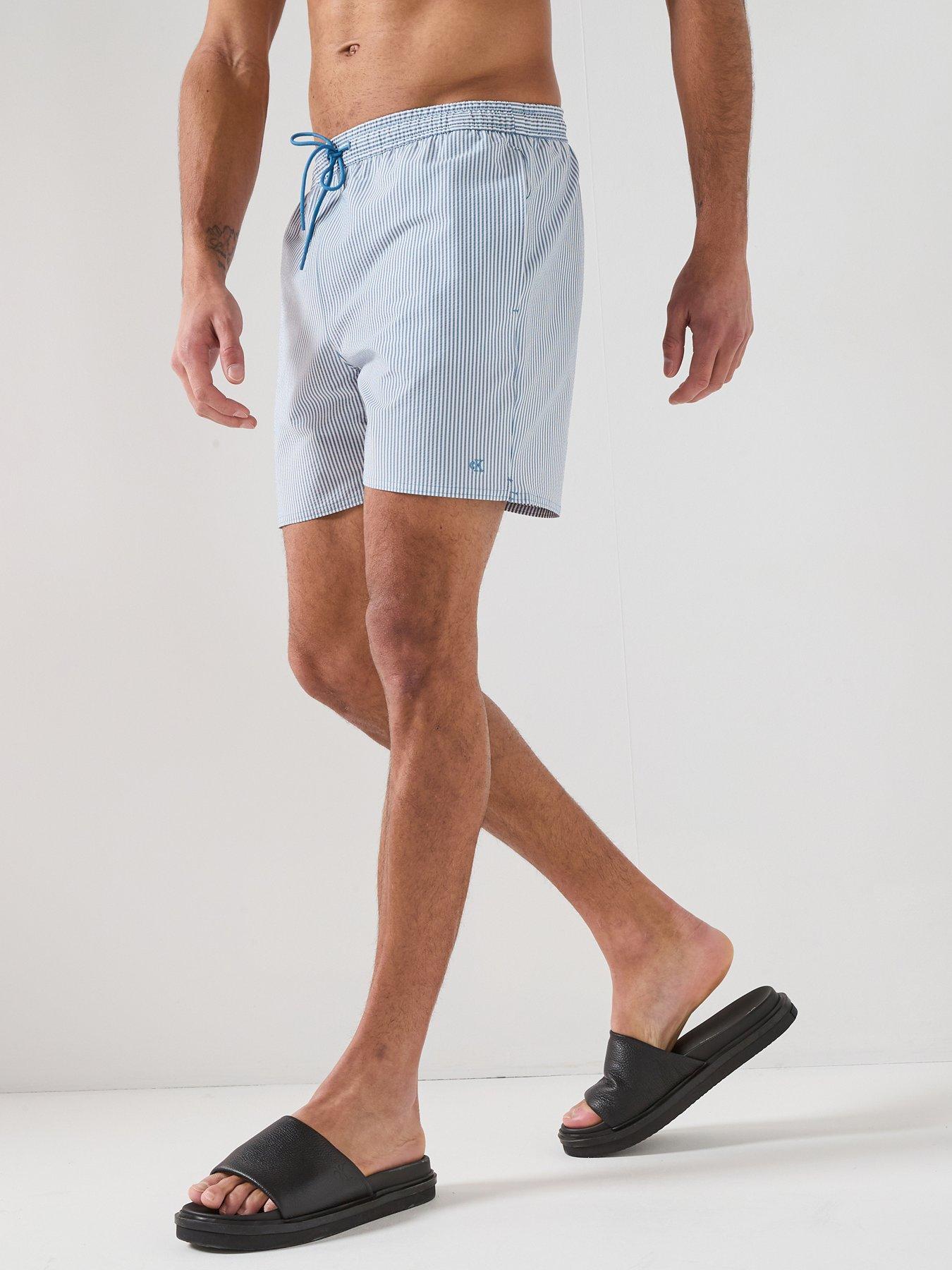 Calvin Klein Seersucker Stripe Medium Swim Shorts - Blue