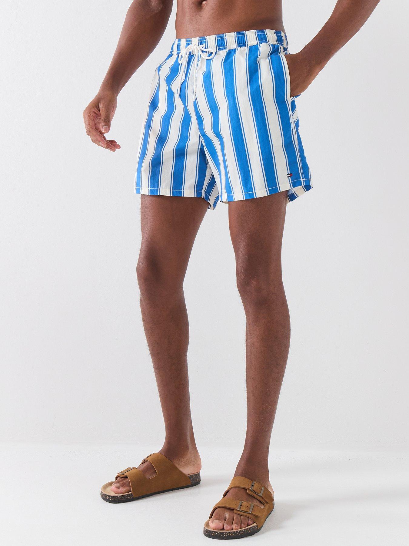Tommy Hilfiger Essential Striped Medium Swim Shorts - Blue