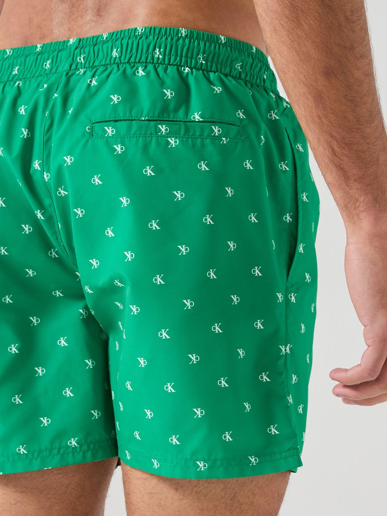 Image 4 of 5 of Calvin Klein Essenital All Over Logo Medium Swim Shorts - Green