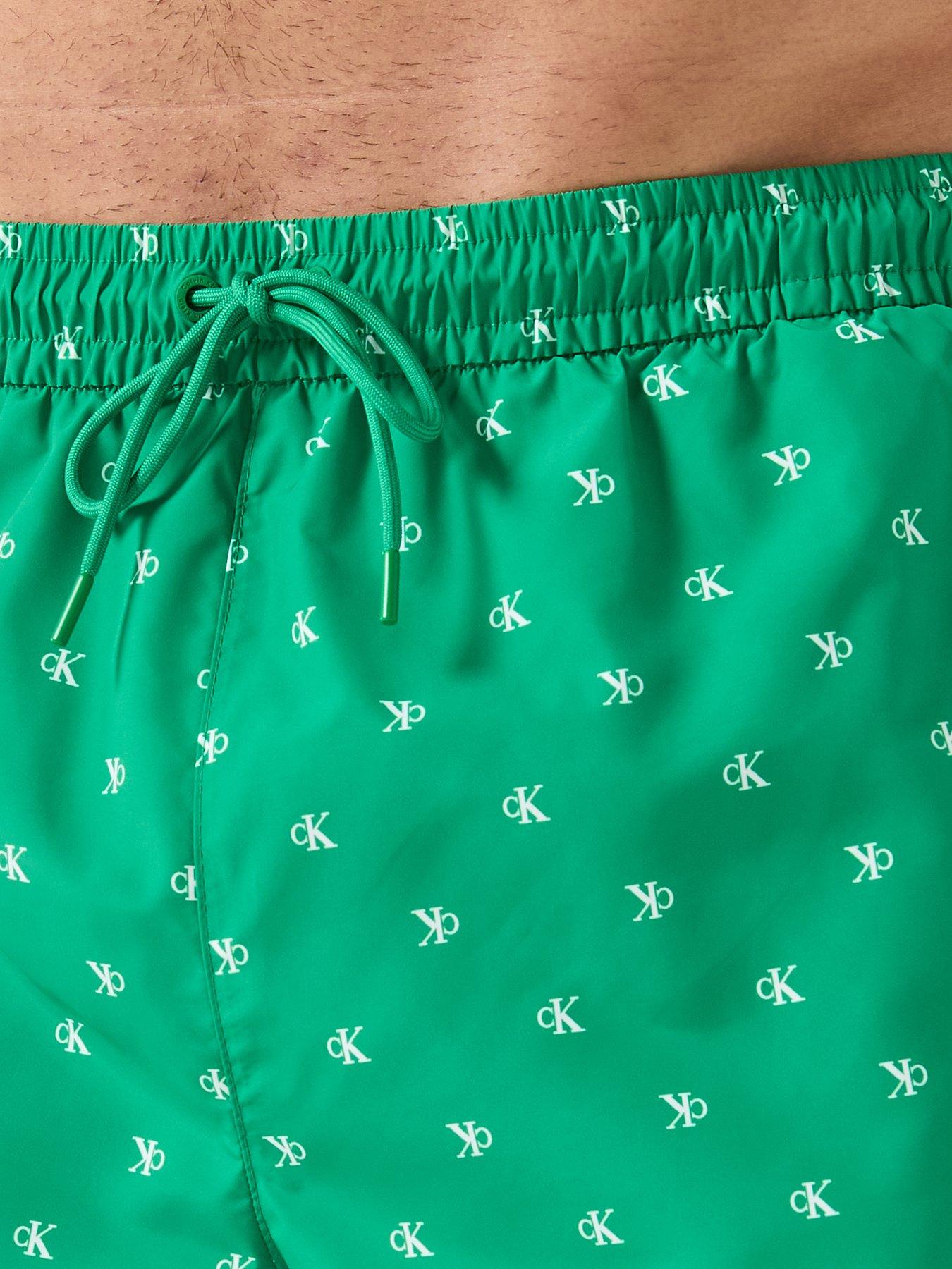 Image 5 of 5 of Calvin Klein Essenital All Over Logo Medium Swim Shorts - Green