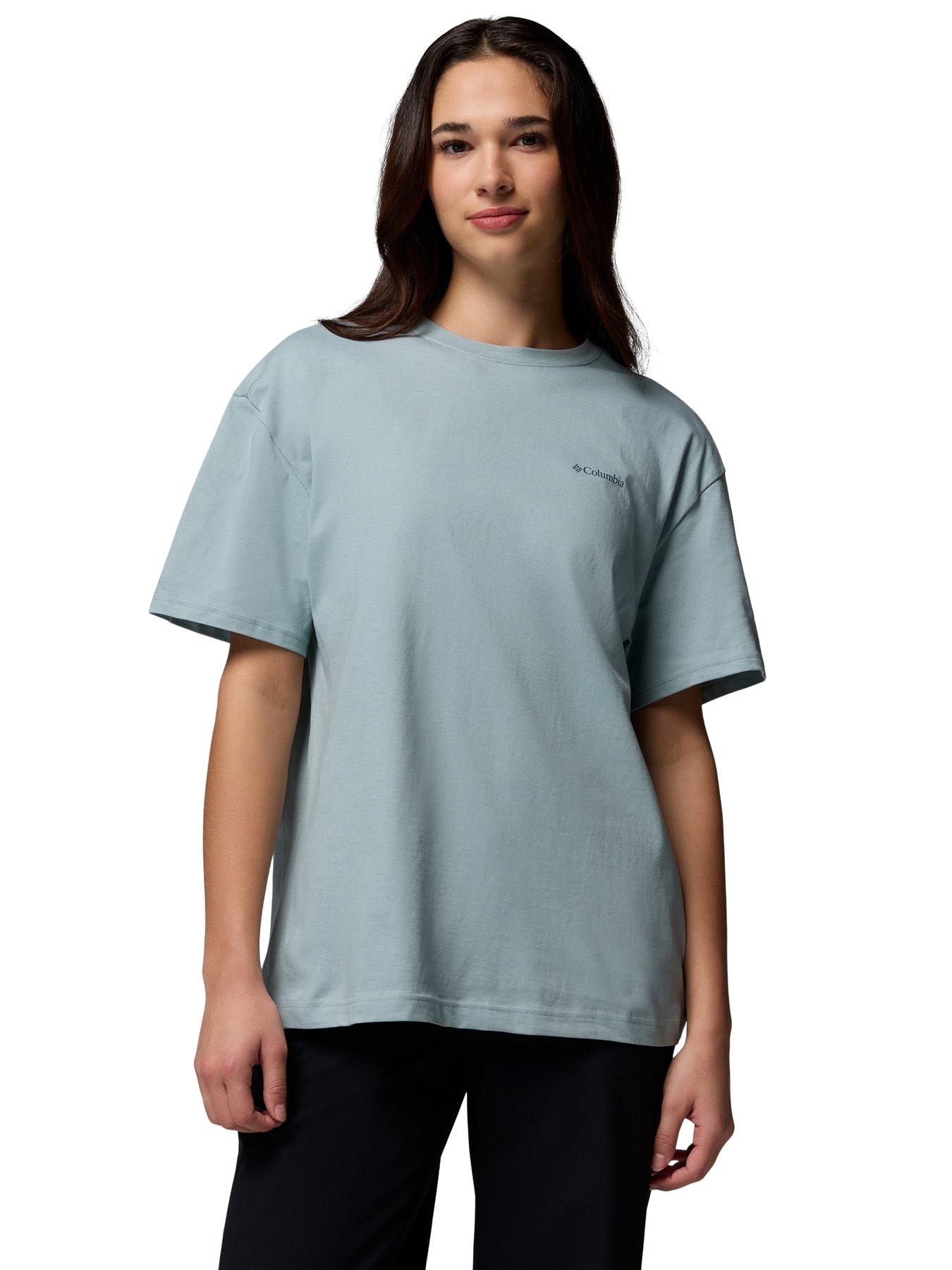 Image 1 of 6 of Columbia Womens Rolling Bend Graphic Oversized T-Shirt - Blue