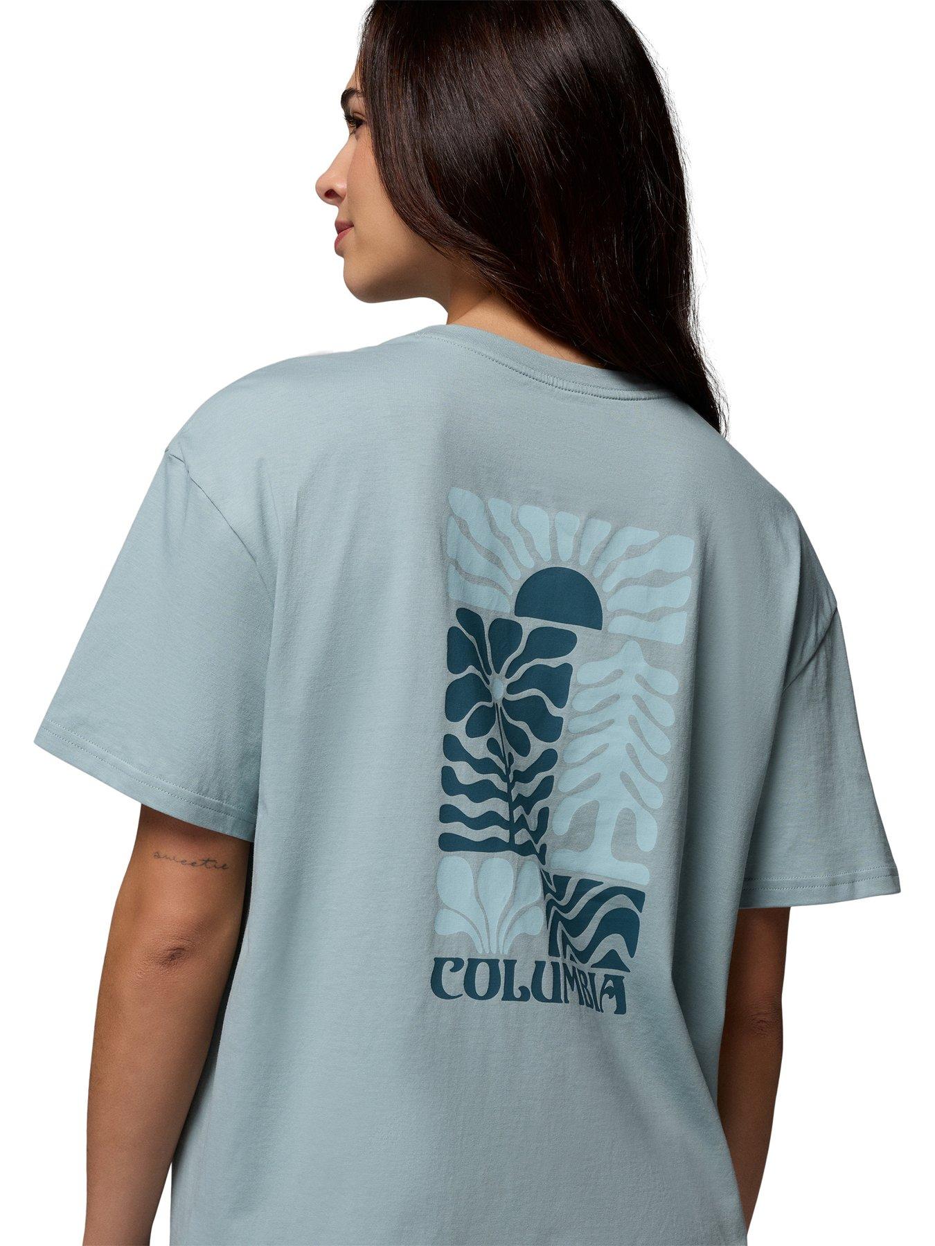 Image 5 of 6 of Columbia Womens Rolling Bend Graphic Oversized T-Shirt - Blue