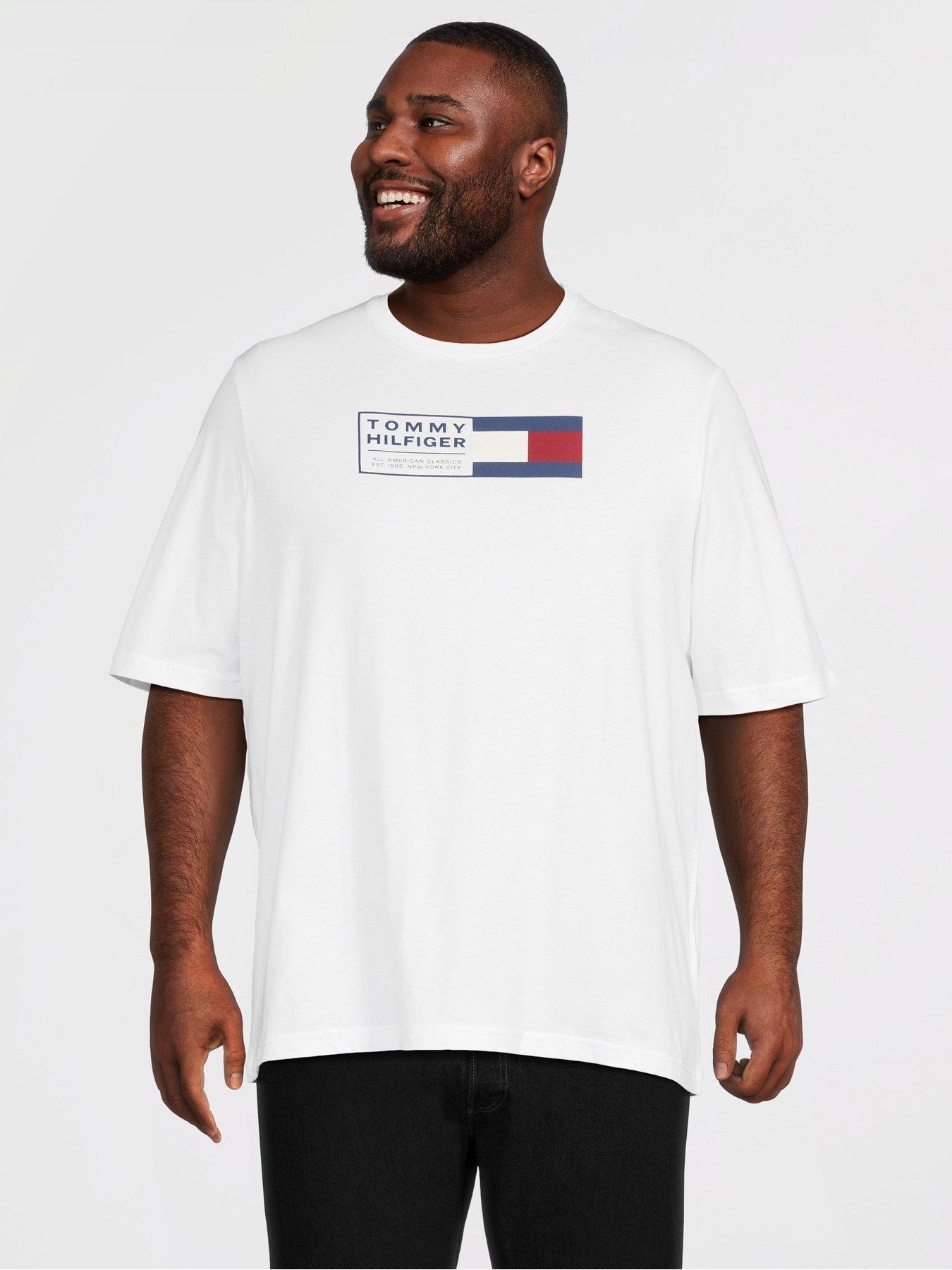 Tommy Hilfiger Big  &  Tall Text Box Logo T-Shirt - White