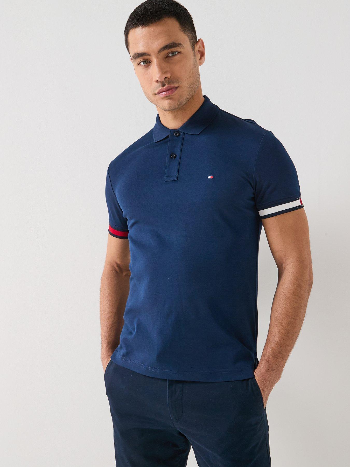 Tommy Hilfiger Liquid Cotton Flag Cuff Slim Fit Polo Shirt - Navy