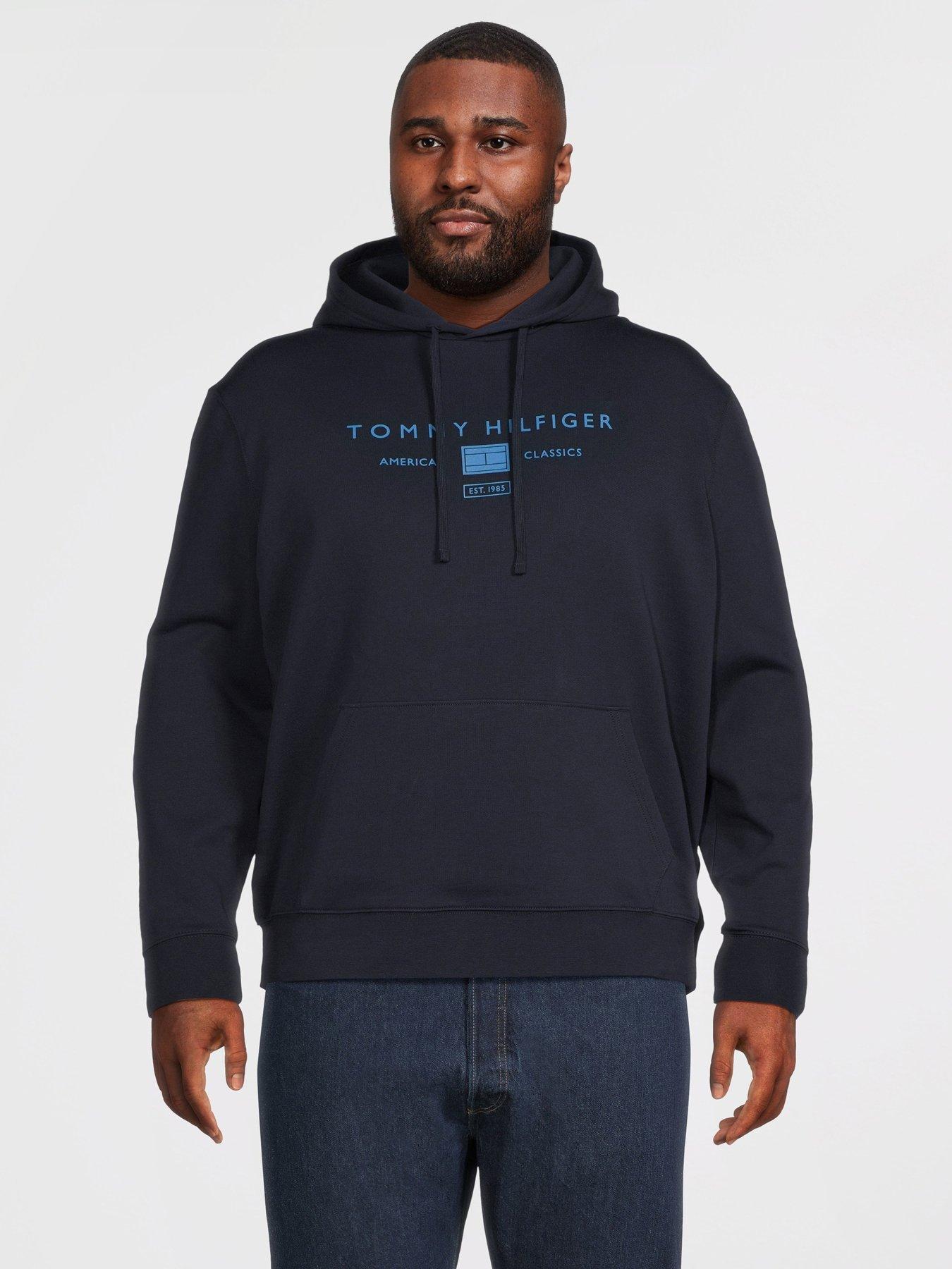 Tommy Hilfiger Big  &  Tall Mono Stack Logo Overhead Hoodie - Navy
