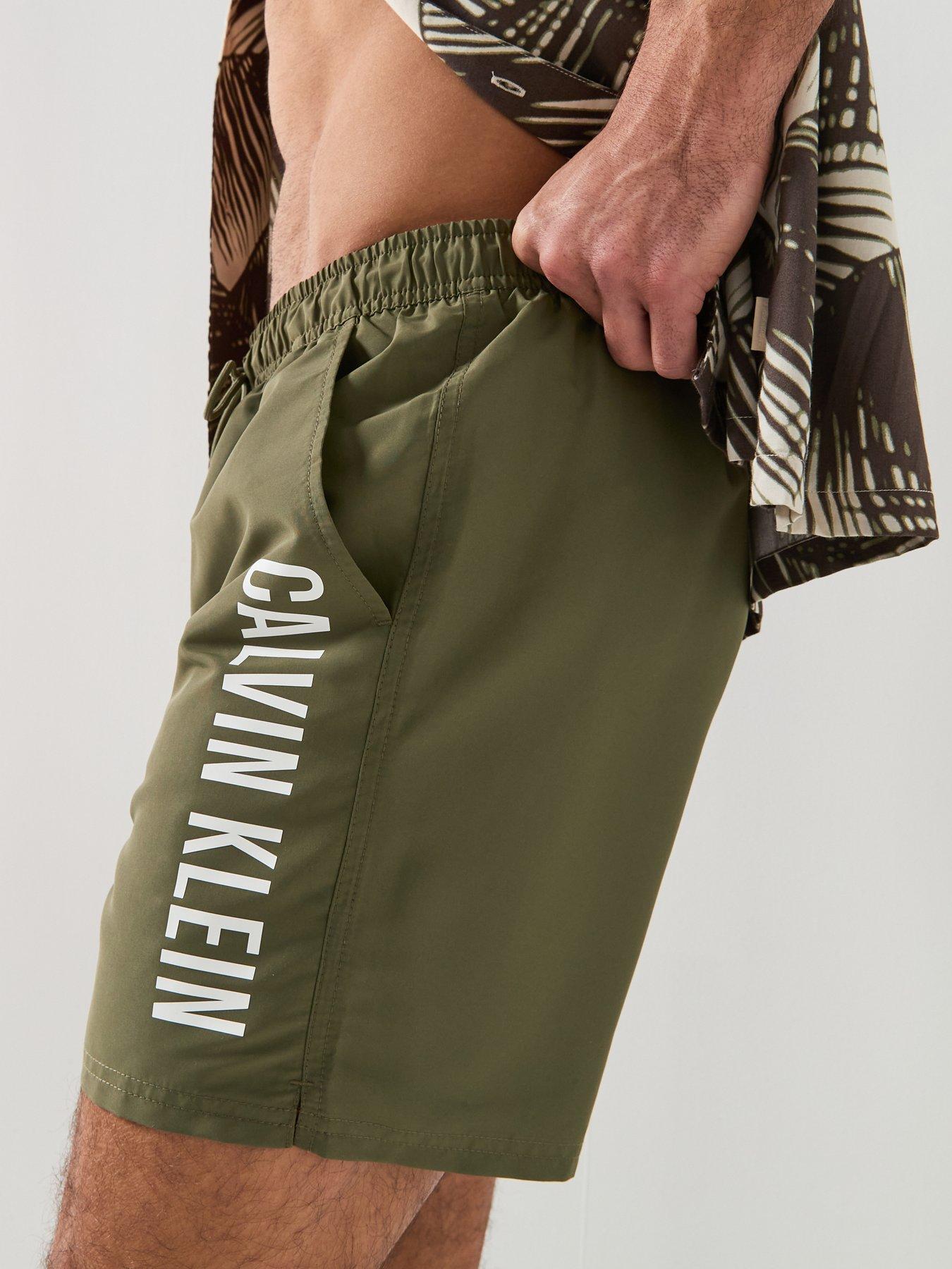 Image 5 of 6 of Calvin Klein Intense Power Side Logo Medium Swim Shorts - Green