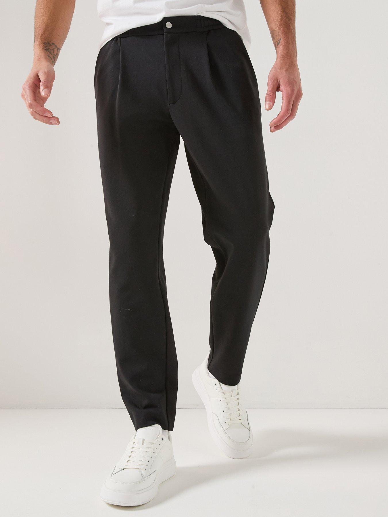 Calvin Klein Tapered Tech Knit Pleated Joggers - Black