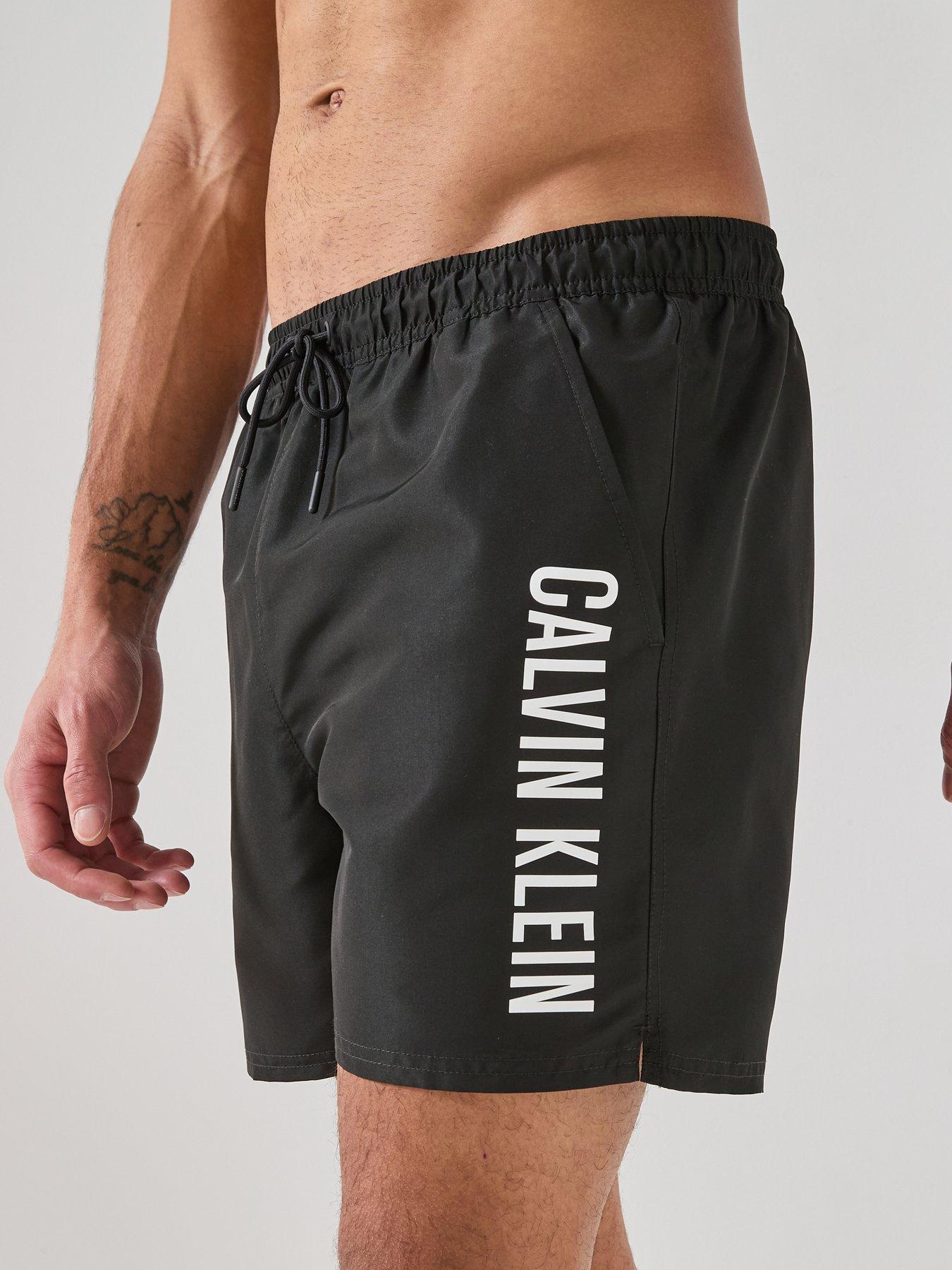 Image 6 of 6 of Calvin Klein Intense Power Side Logo Medium Swim Shorts - Black