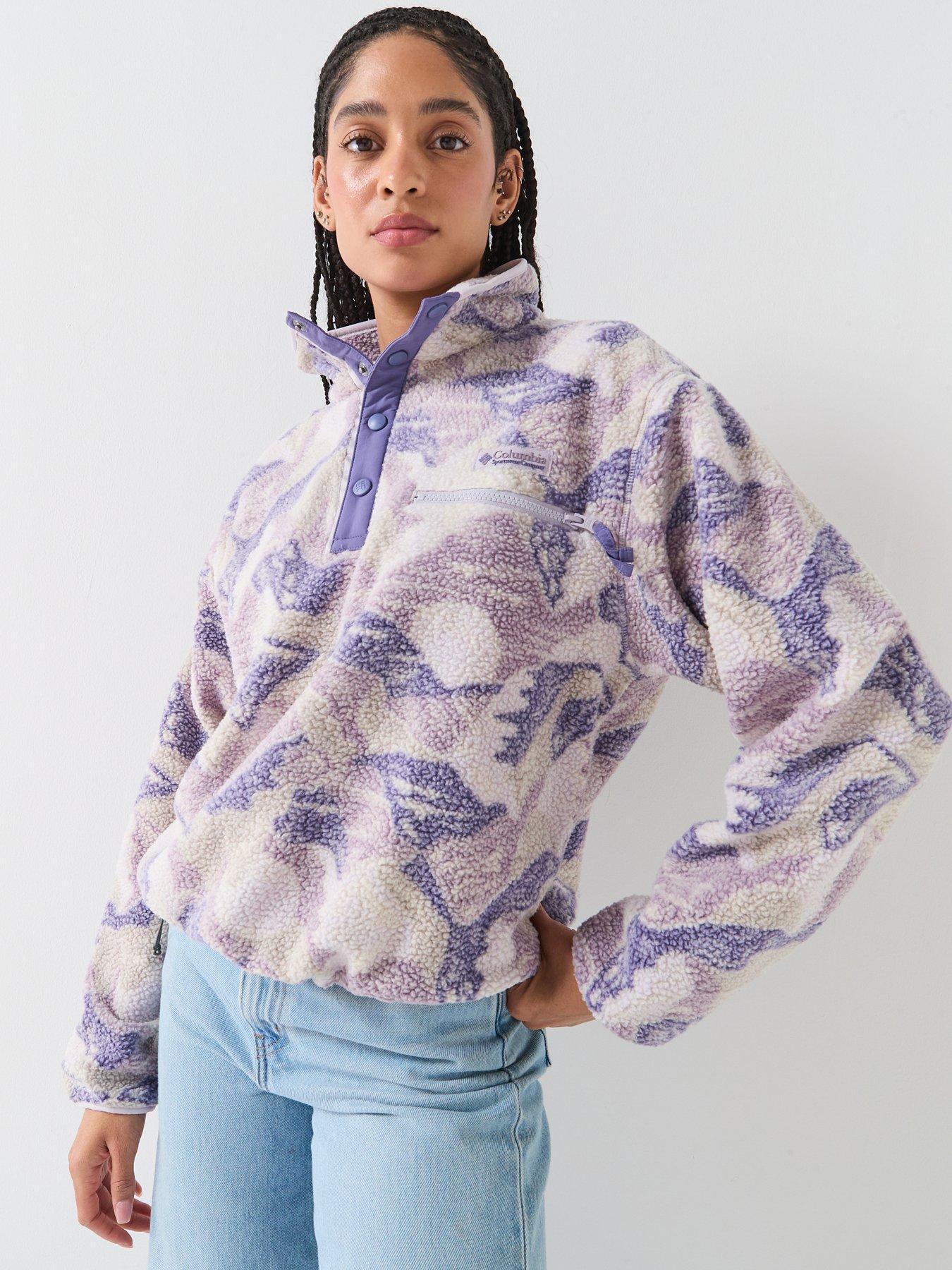 Columbia Womens Helvetia Ii Printed Cropped Half Snap Fleece - Purple