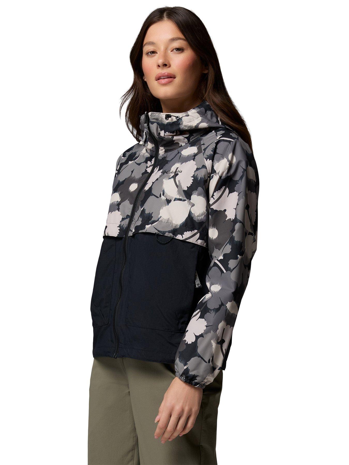 Image 4 of 6 of Columbia Womens Spire Valley Printed Windbreaker - Black