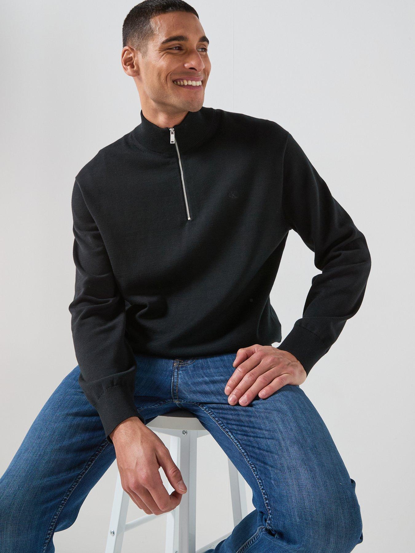 Calvin Klein Calvin Klein Supima Cotton 1/2 Zip Knitted Jumper - Black