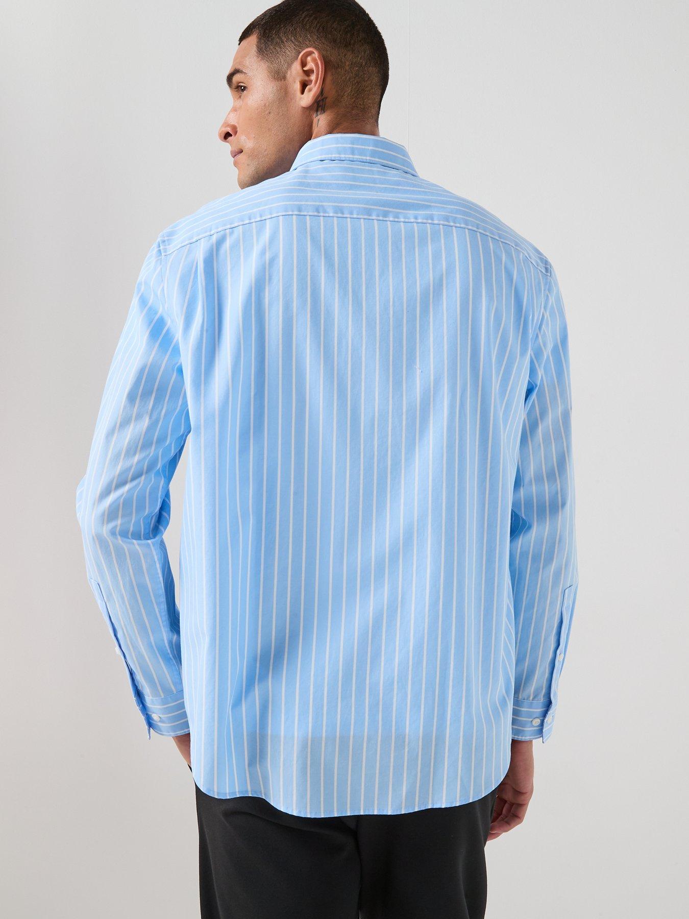 Image 2 of 6 of Calvin Klein Washed Stripe Poplin Shirt - Light Blue