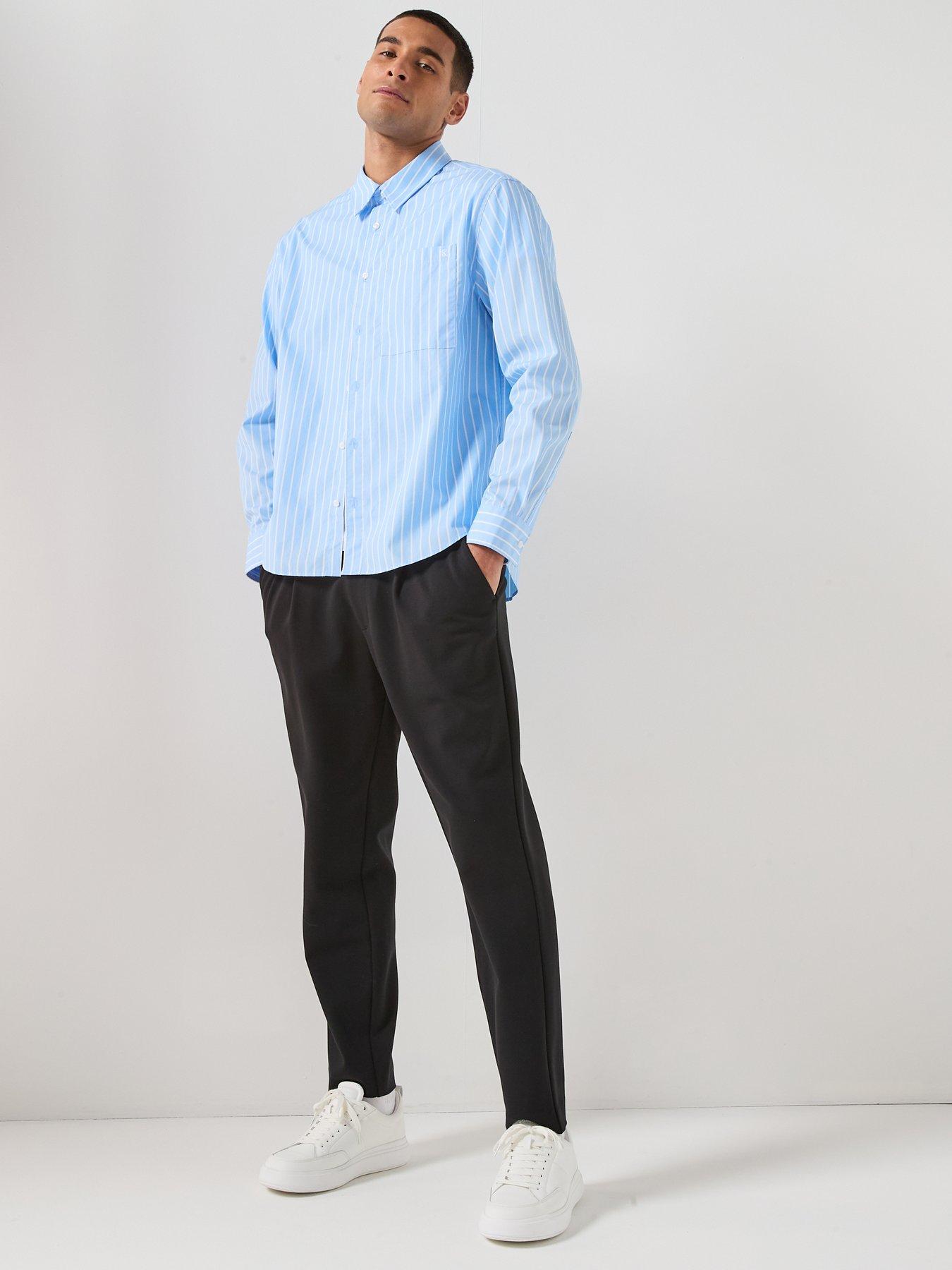 Image 3 of 6 of Calvin Klein Washed Stripe Poplin Shirt - Light Blue
