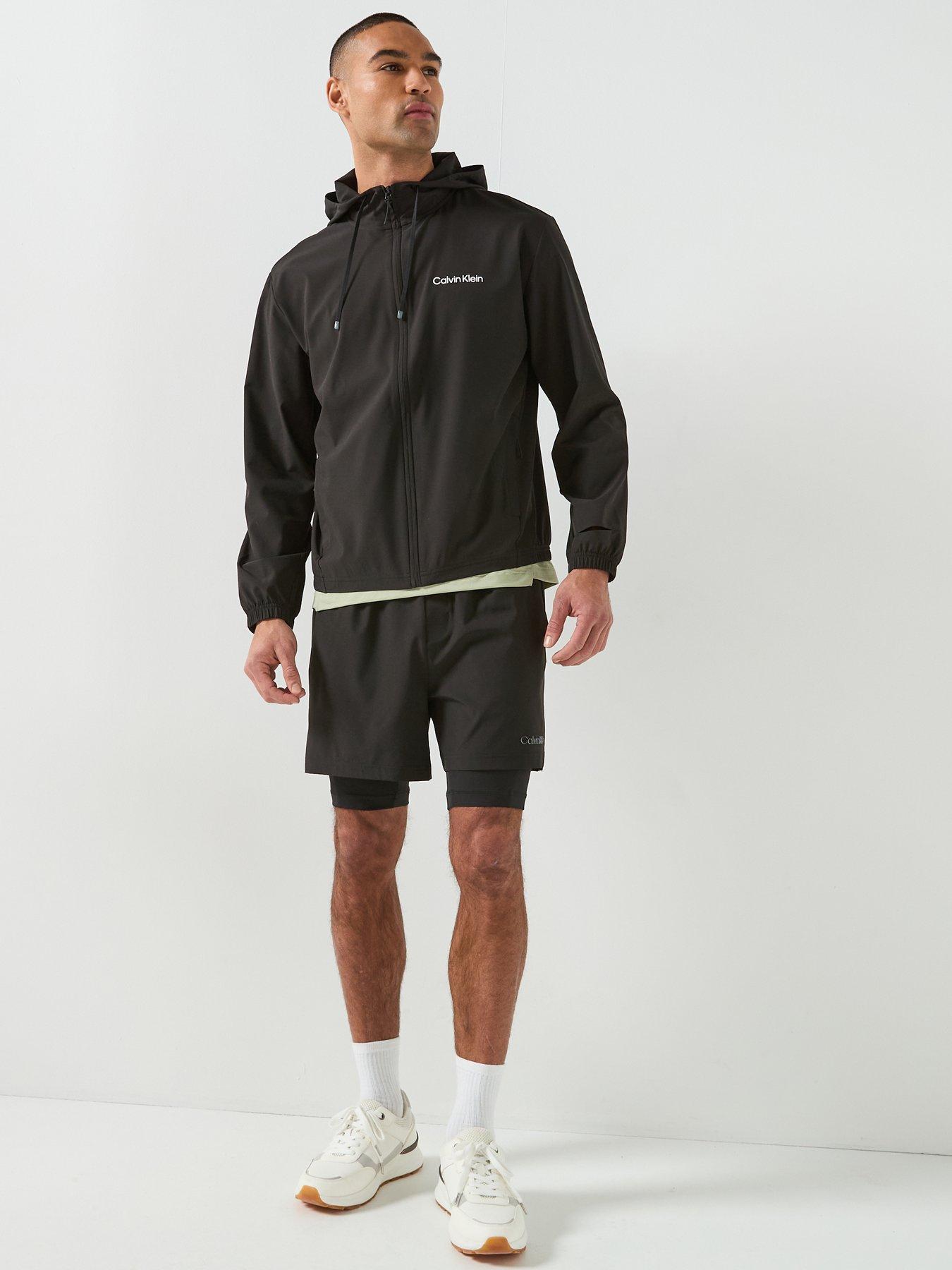 Calvin Klein Sport Work Out Icon Wind Lightweight Hooded Jacket - Black ...
