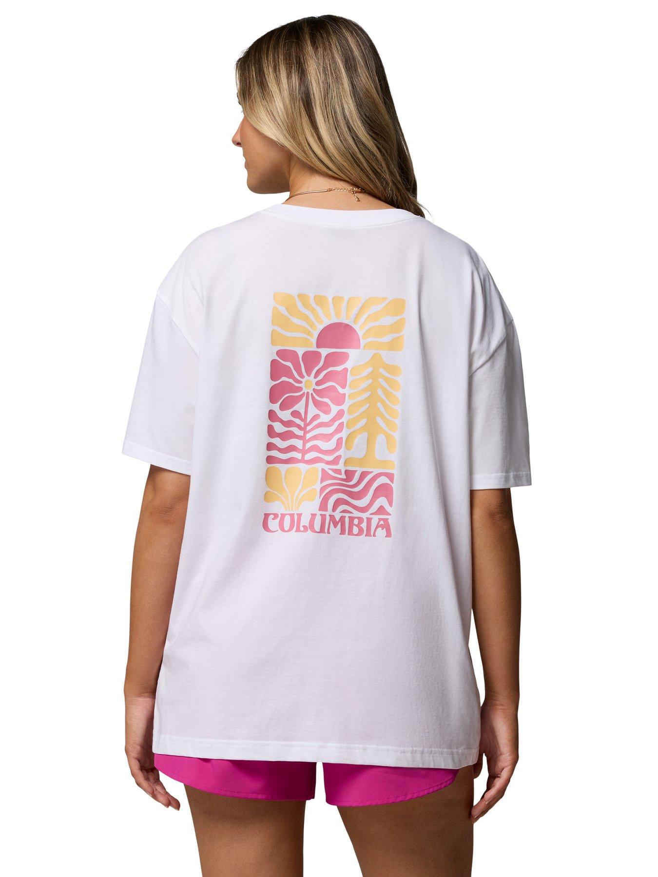 Columbia Womens Rolling Bend Graphic Oversized T-Shirt, White, Size Xl, Women