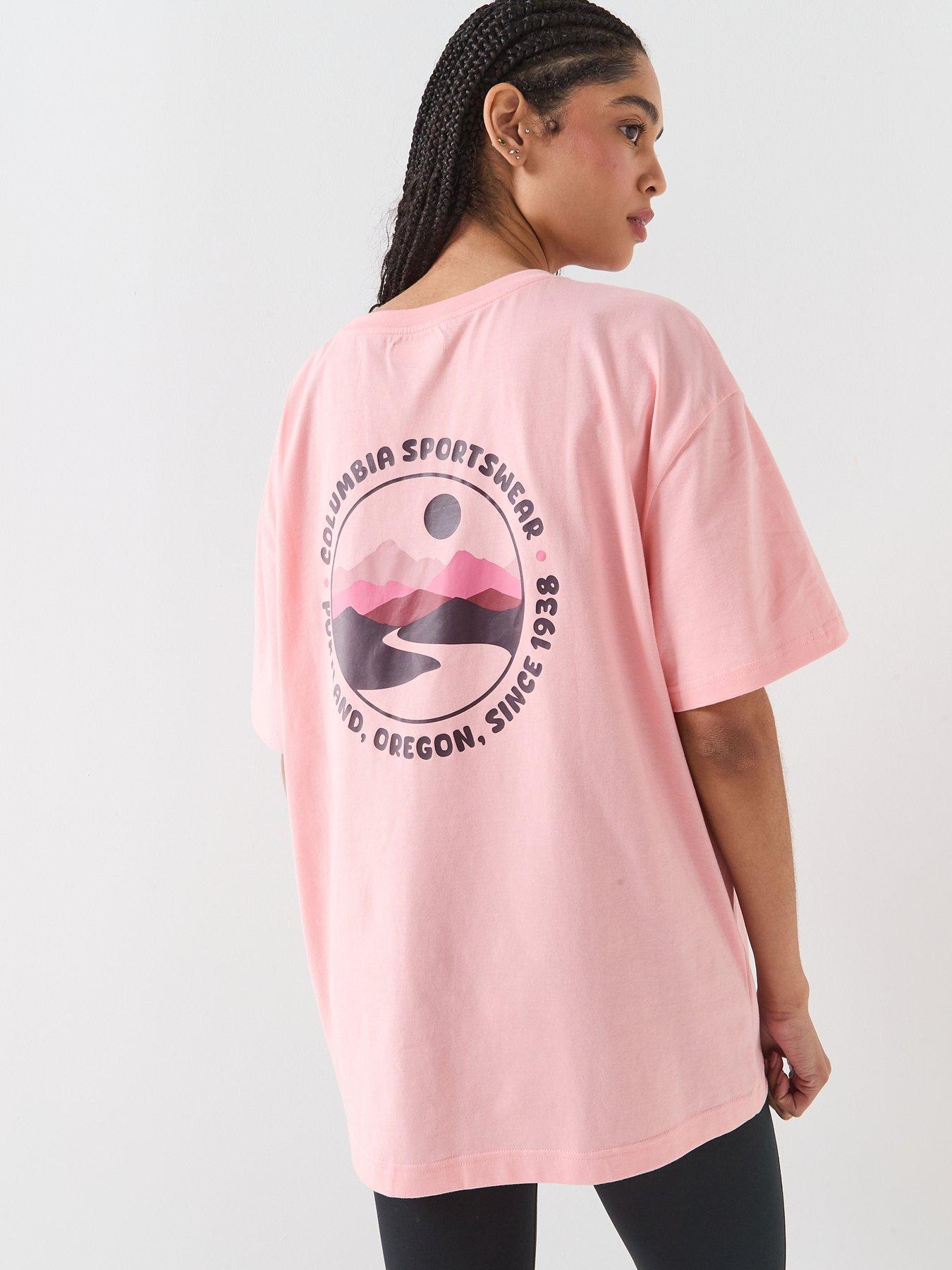 Columbia Womens Rolling Bend Graphic Oversized T-Shirt - Pink