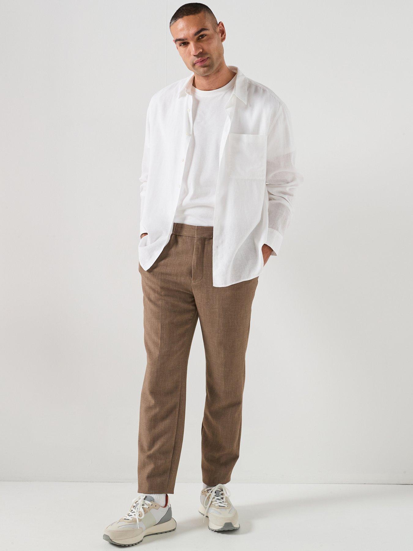 Image 3 of 6 of Calvin Klein Classic Linen Shirt - Plain White