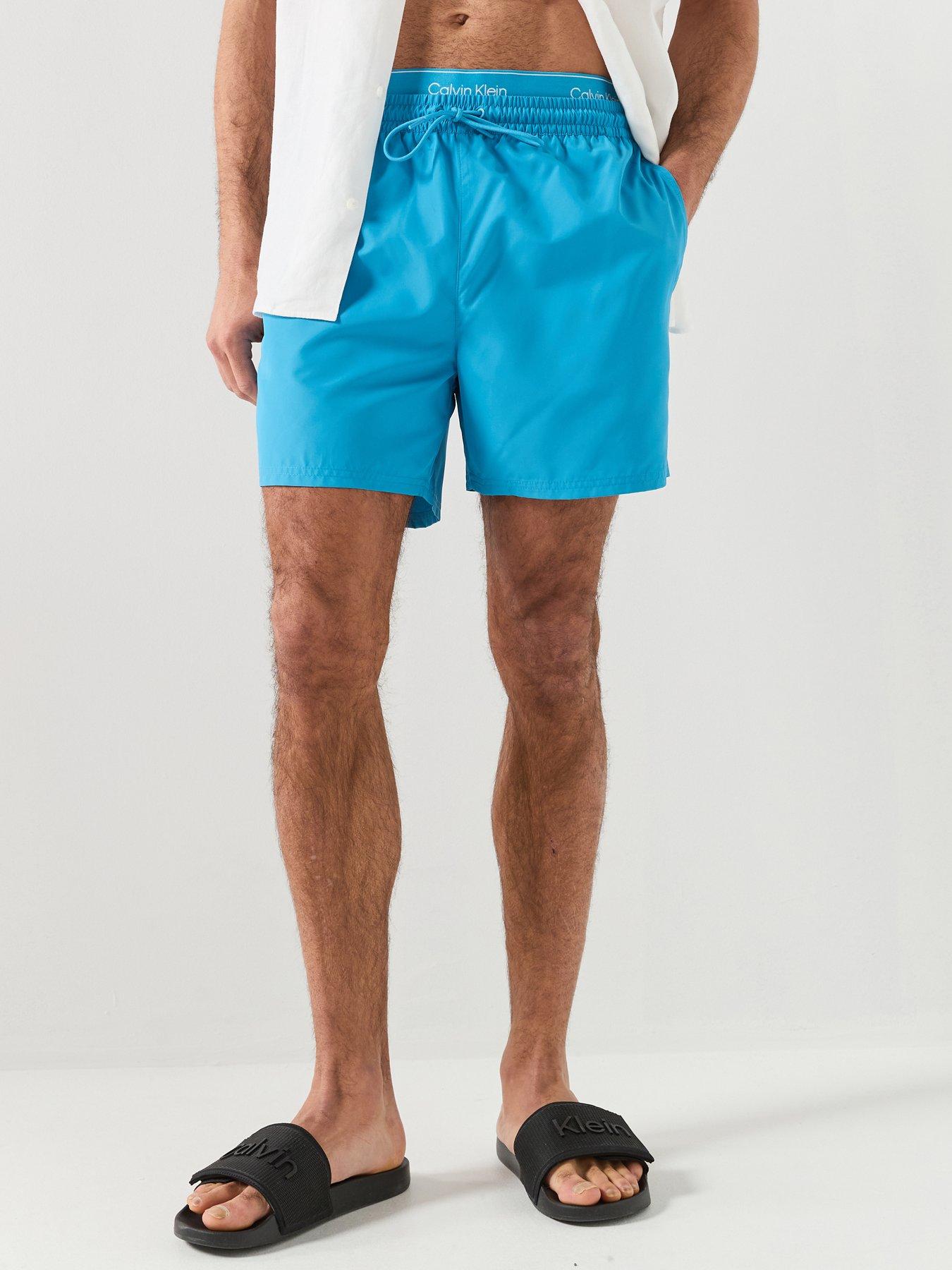 Calvin Klein Essential Double Waistband Medium Swim Shorts - Blue