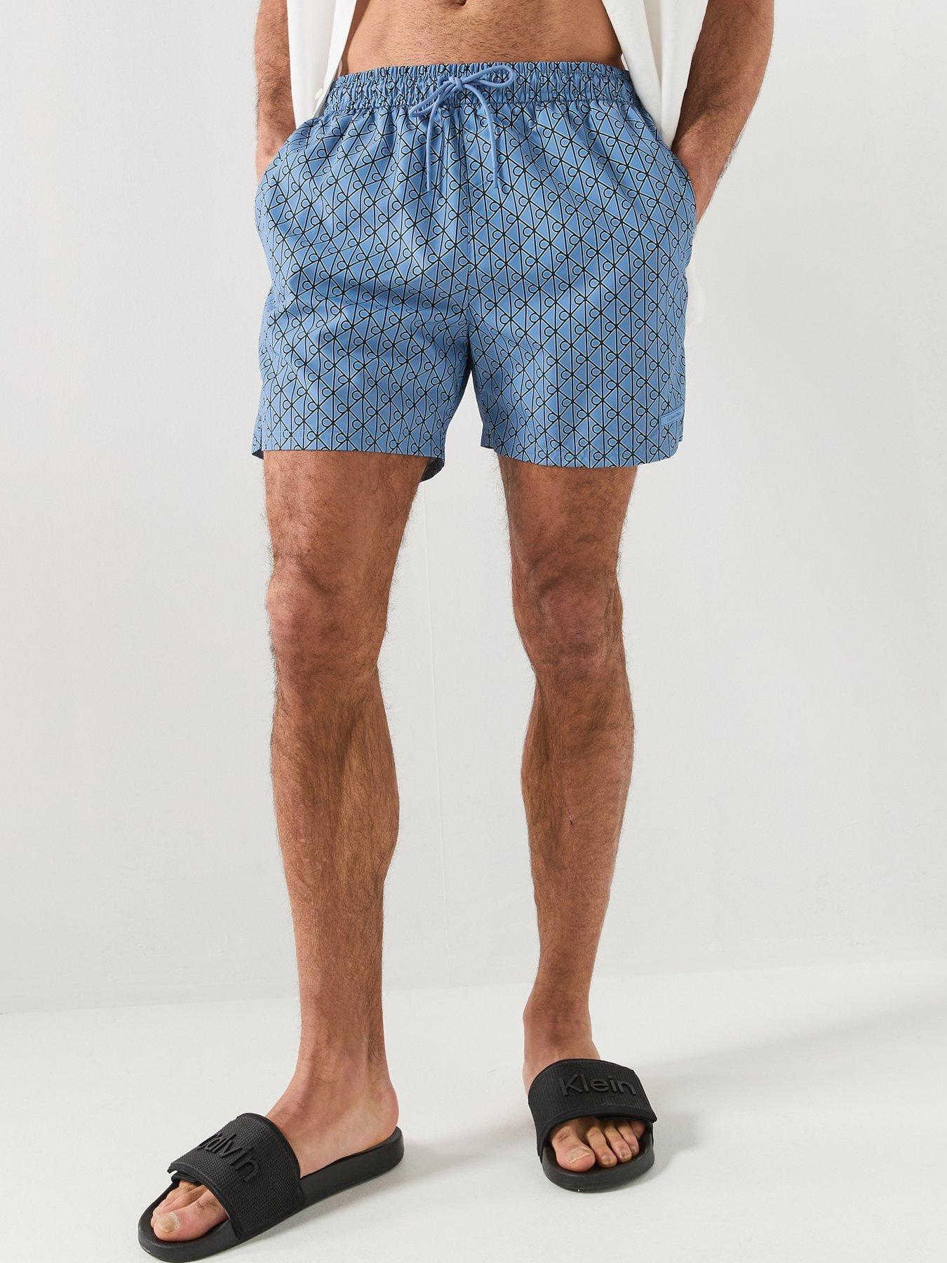 Calvin Klein Essential All Over Emblem Medium Swim Shorts - Blue