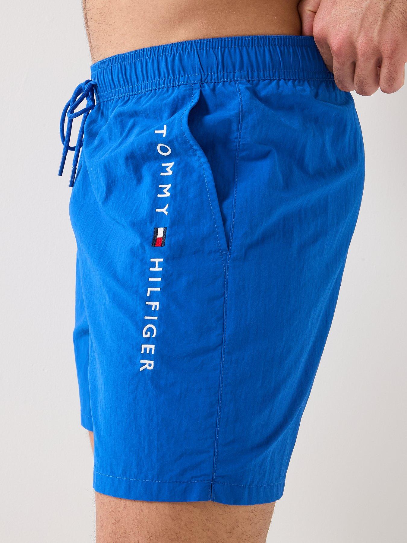 Image 6 of 6 of Tommy Hilfiger Side Linear Logo Swim Shorts - Blue