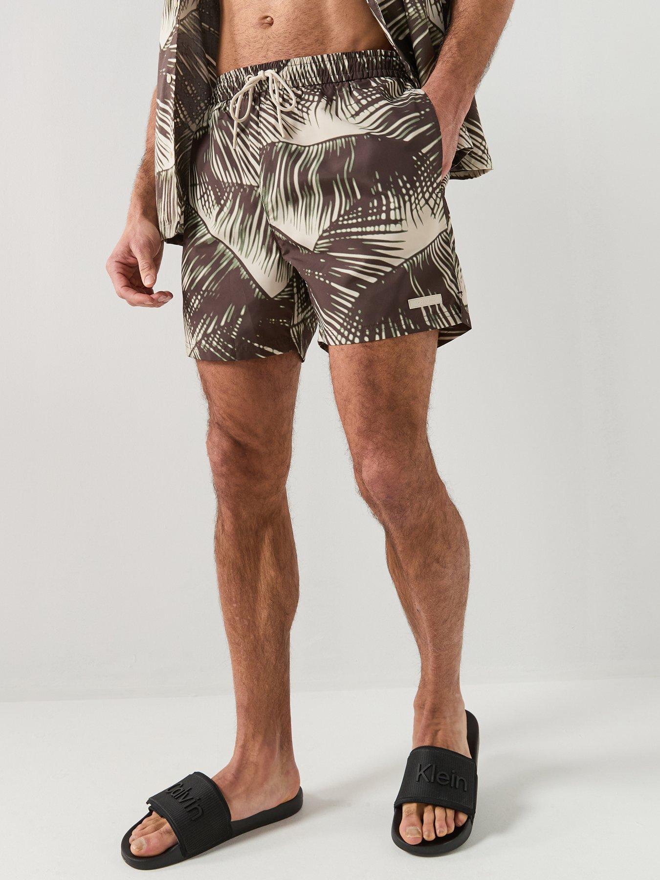 Calvin Klein Essential Pam Leaf Medium Swim Shorts - Black