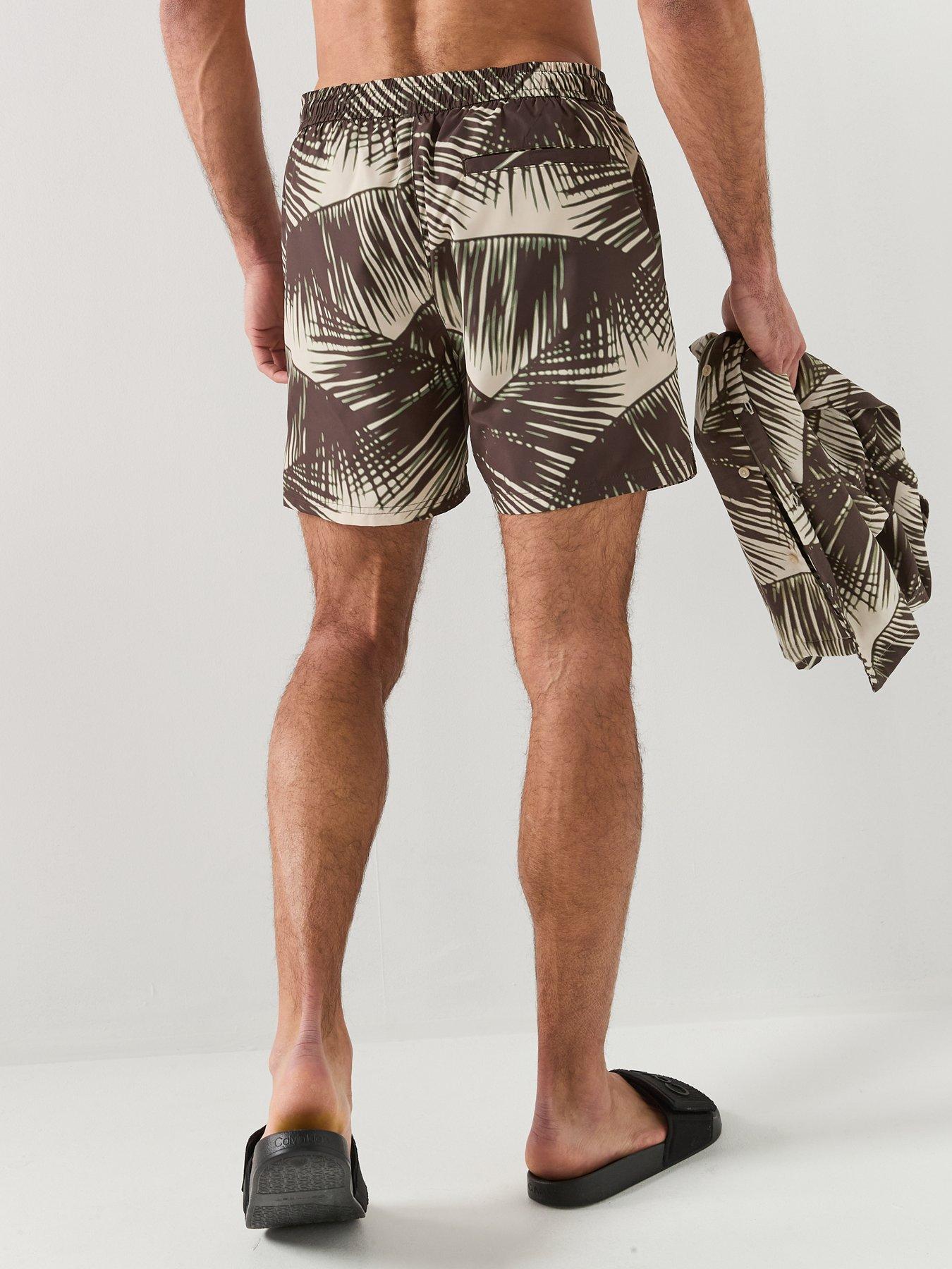 Image 2 of 6 of Calvin Klein Essential Pam Leaf Medium Swim Shorts - Black