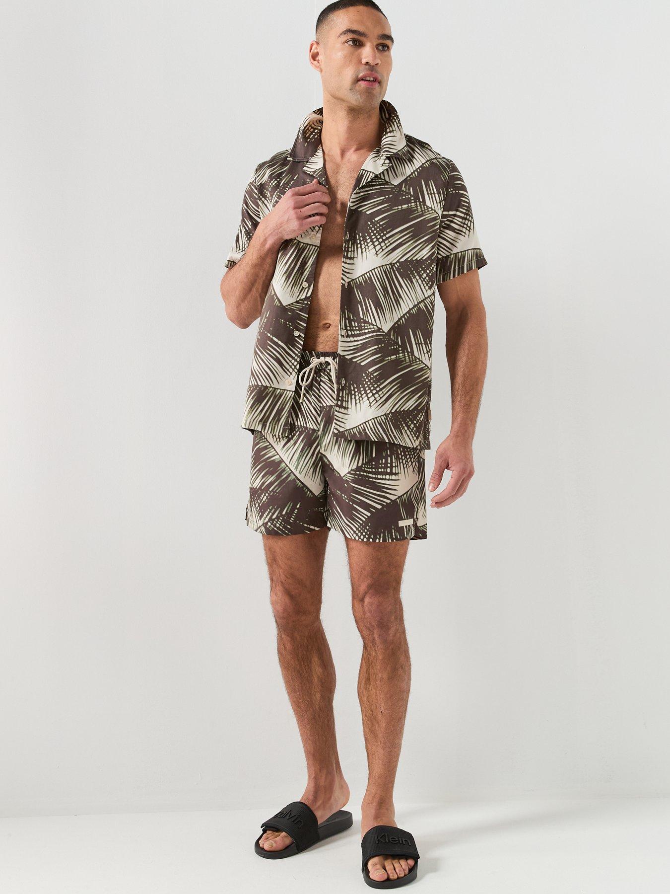 Image 3 of 6 of Calvin Klein Essential Pam Leaf Medium Swim Shorts - Black