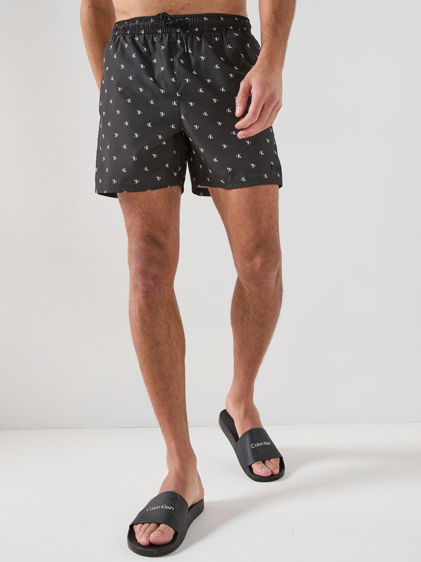 Calvin Klein Essenital All Over Logo Medium Swim Shorts - Black