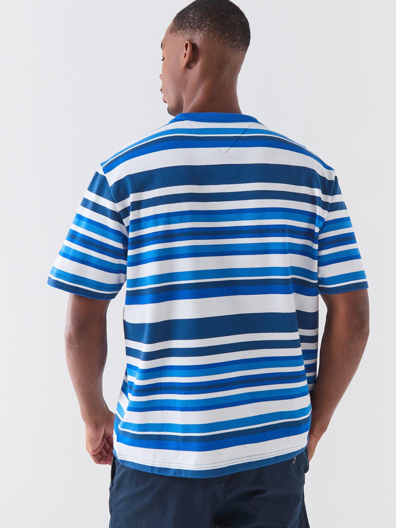 Image 2 of 5 of Tommy Hilfiger Multi Stripe Crepe T-Shirt - Blue