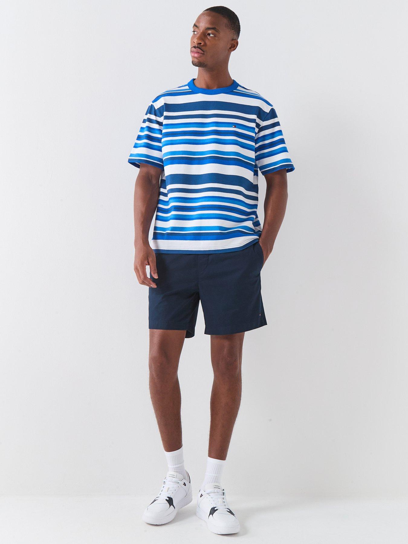 Image 3 of 5 of Tommy Hilfiger Multi Stripe Crepe T-Shirt - Blue