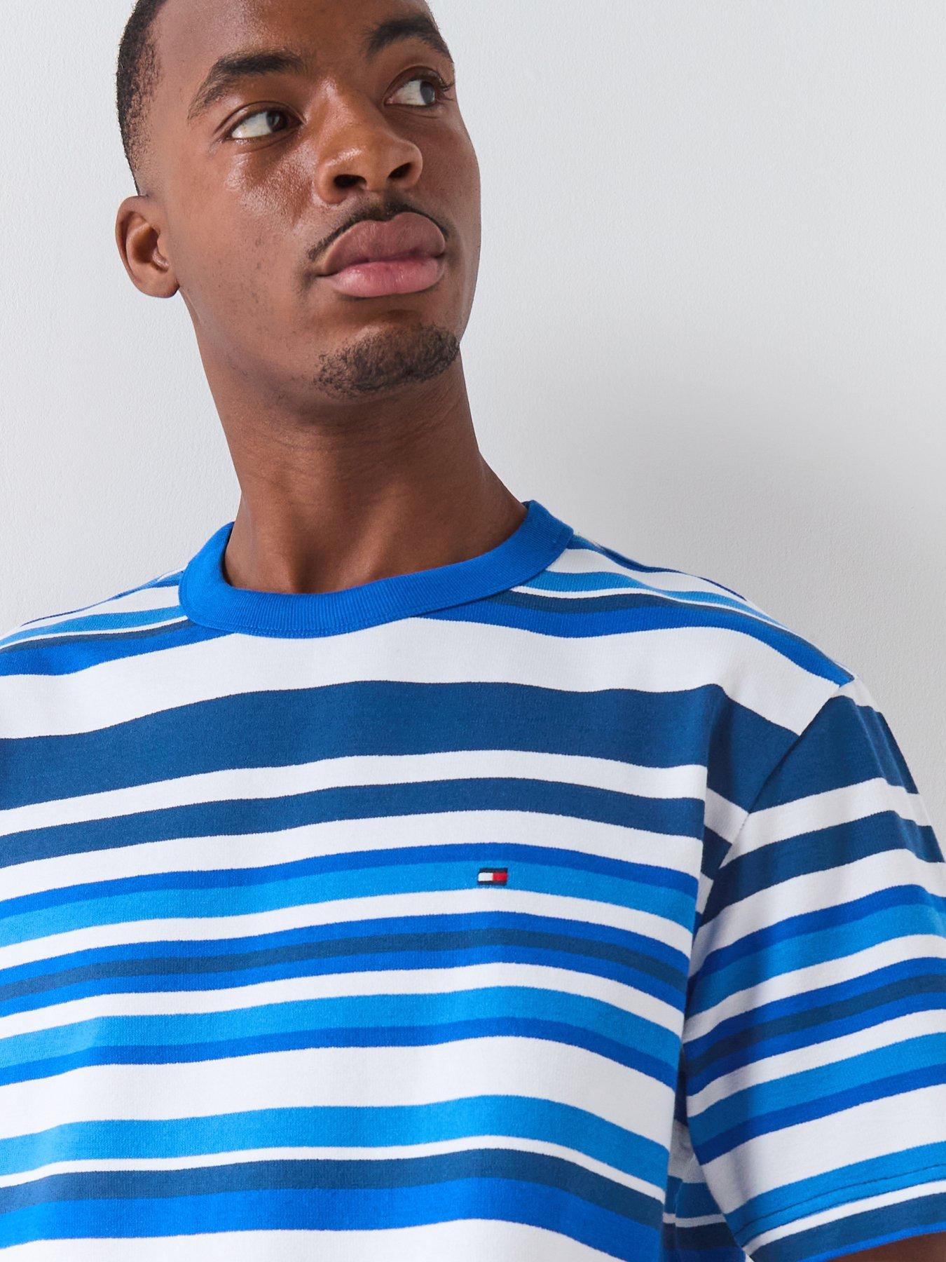 Image 4 of 5 of Tommy Hilfiger Multi Stripe Crepe T-Shirt - Blue